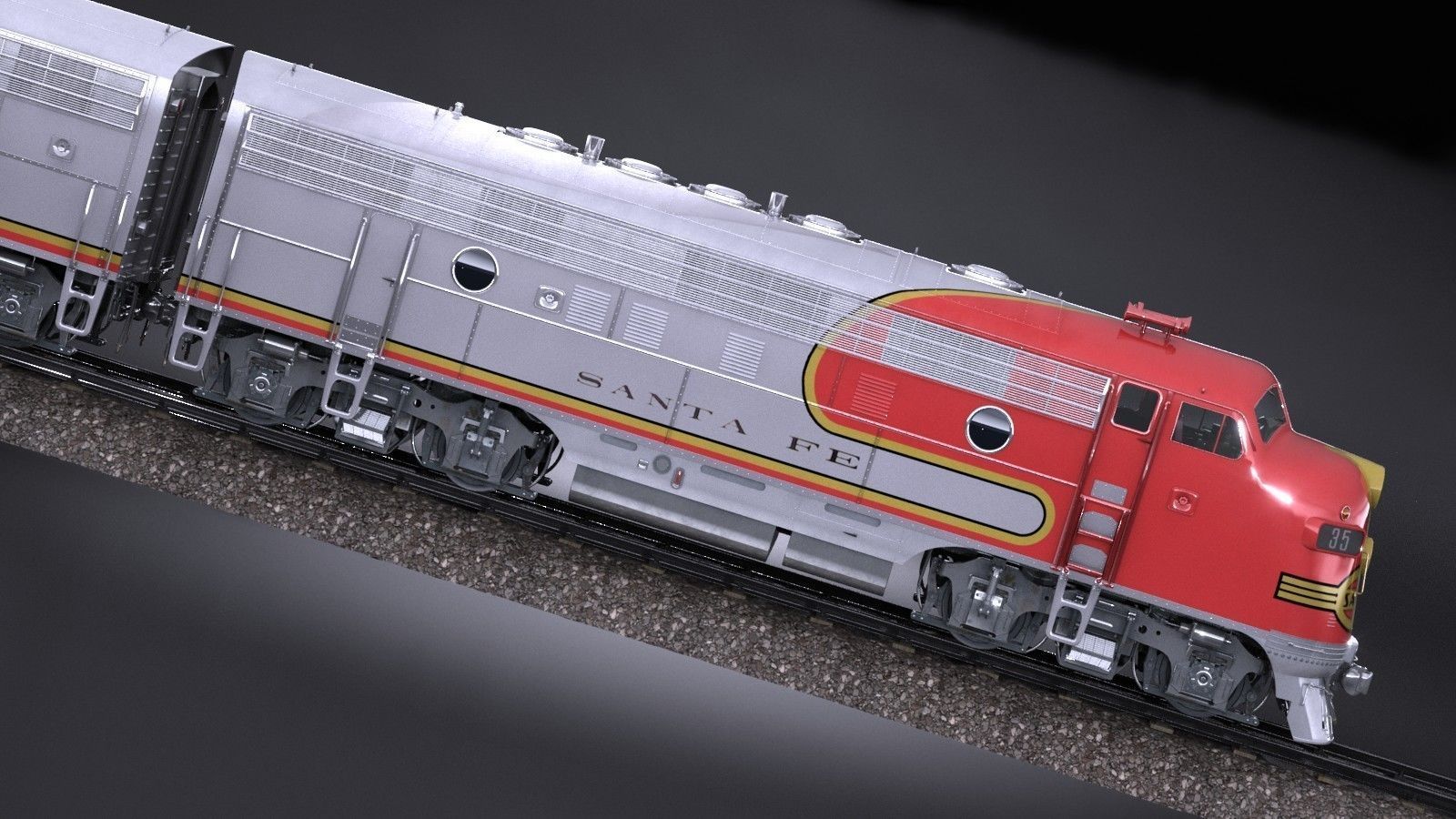 Santa Fe Super Chief Train 3D model_6