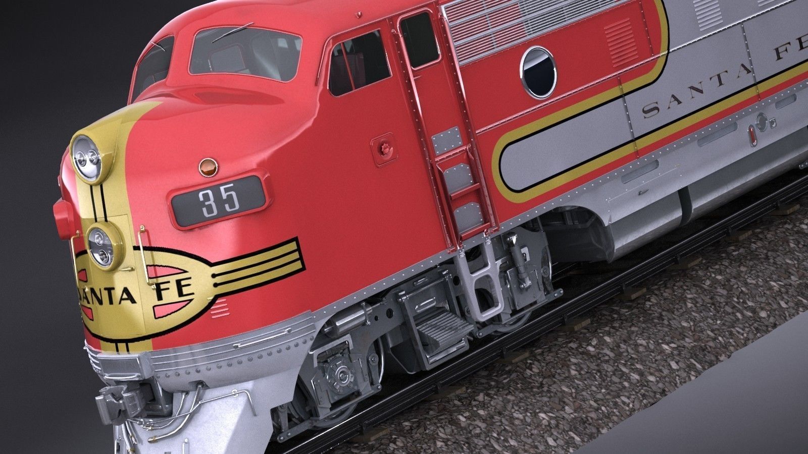 Santa Fe Super Chief Train 3D model_2
