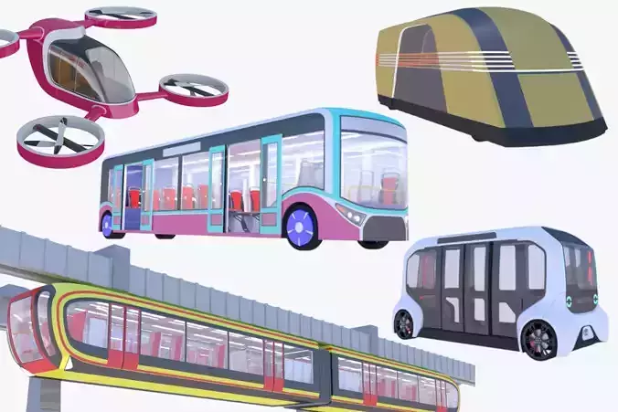 Public transport bundle 3D Model Collection