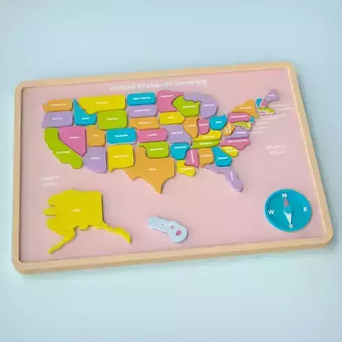 USA Map Puzzle 3D print model