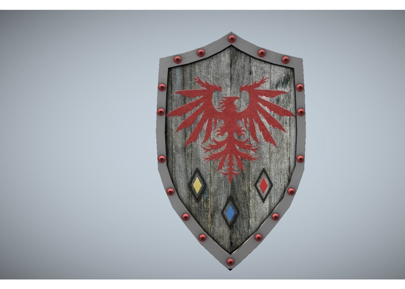 medieval wooden shield Free low-poly 3D model_0
