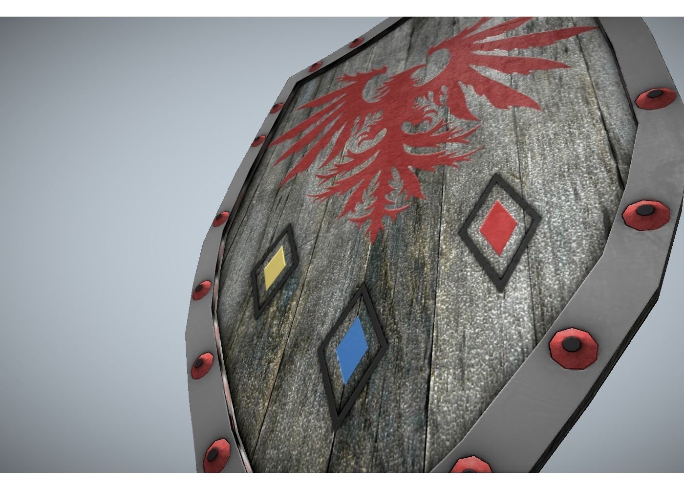 medieval wooden shield Free low-poly 3D model_5