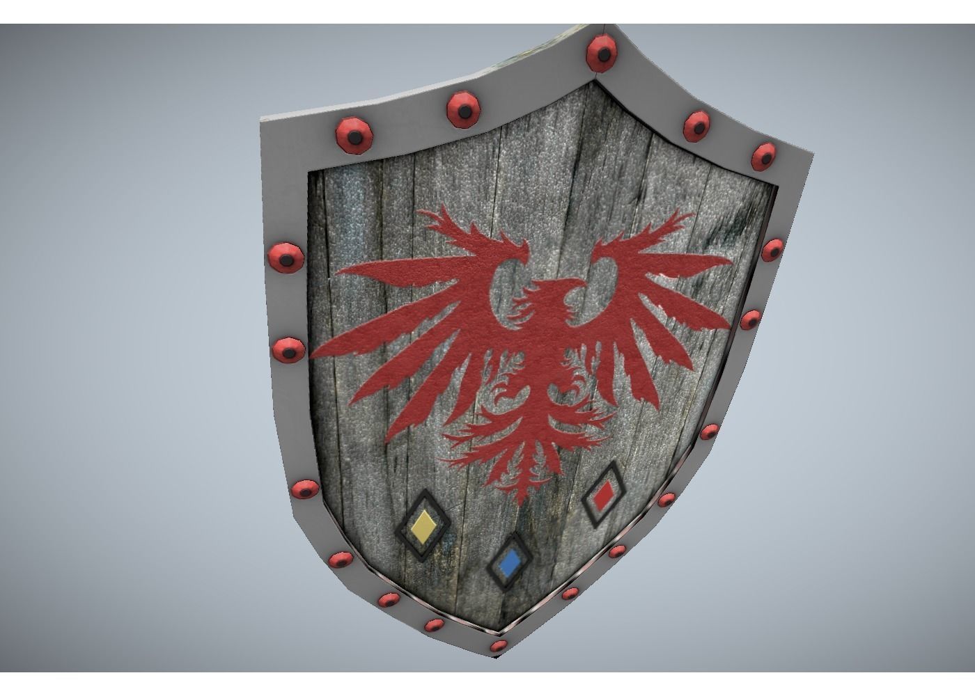 medieval wooden shield Free low-poly 3D model_3