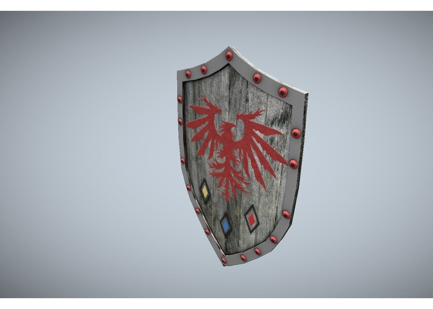 medieval wooden shield Free low-poly 3D model_1