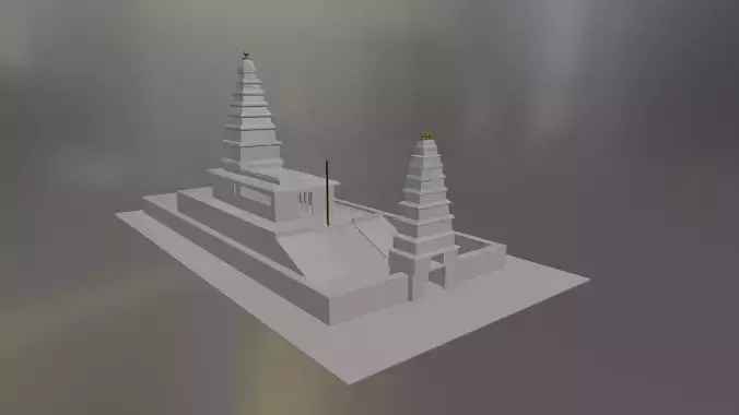 Low Poly Dravidian Style Hindu Temple Low-poly 3D model
