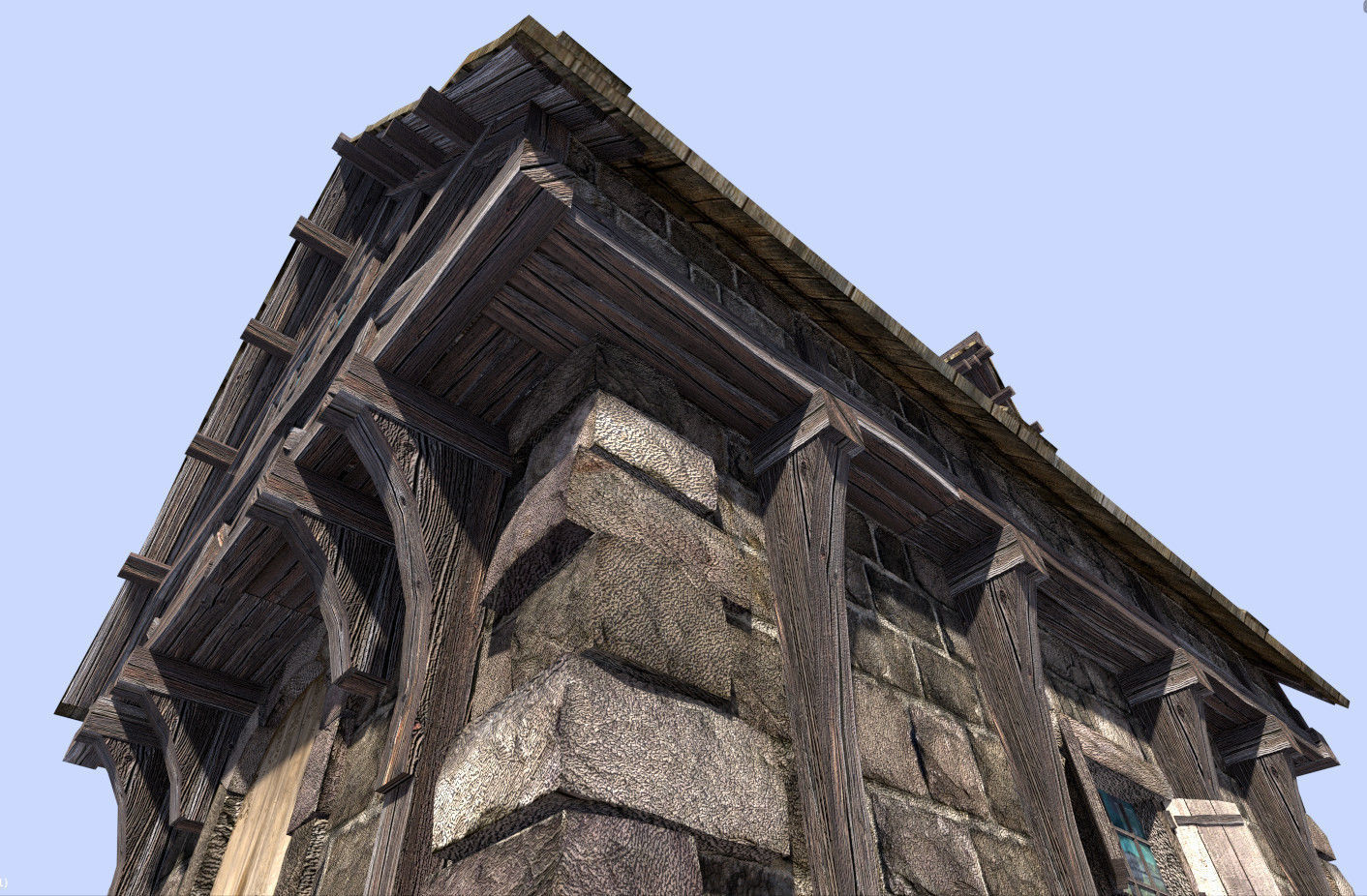 medieval cottage Low-poly 3D model_6