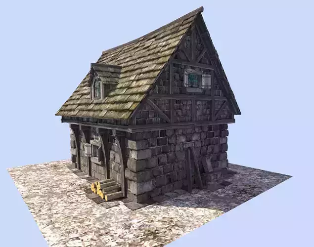 medieval cottage Low-poly 3D model