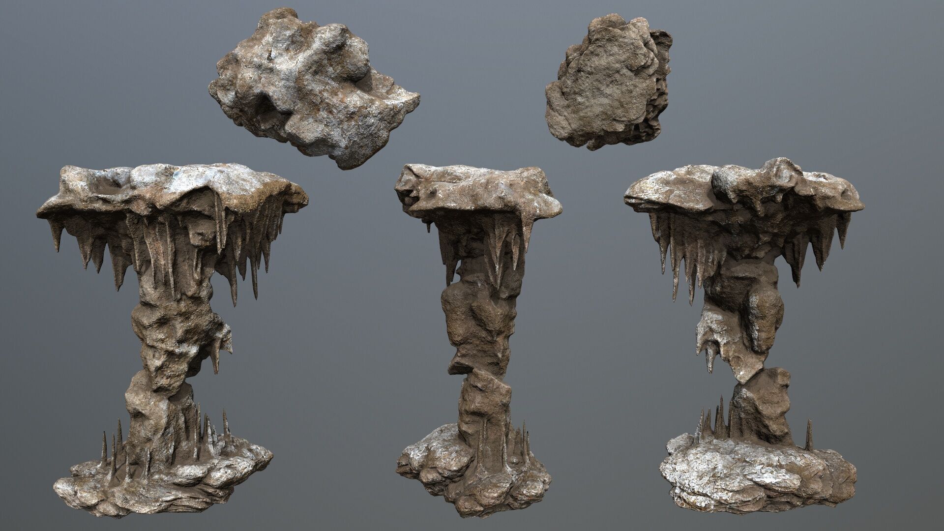 cave rocks Low-poly 3D model_3