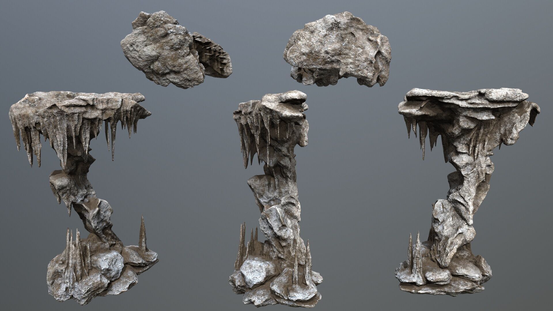 cave rocks Low-poly 3D model_2