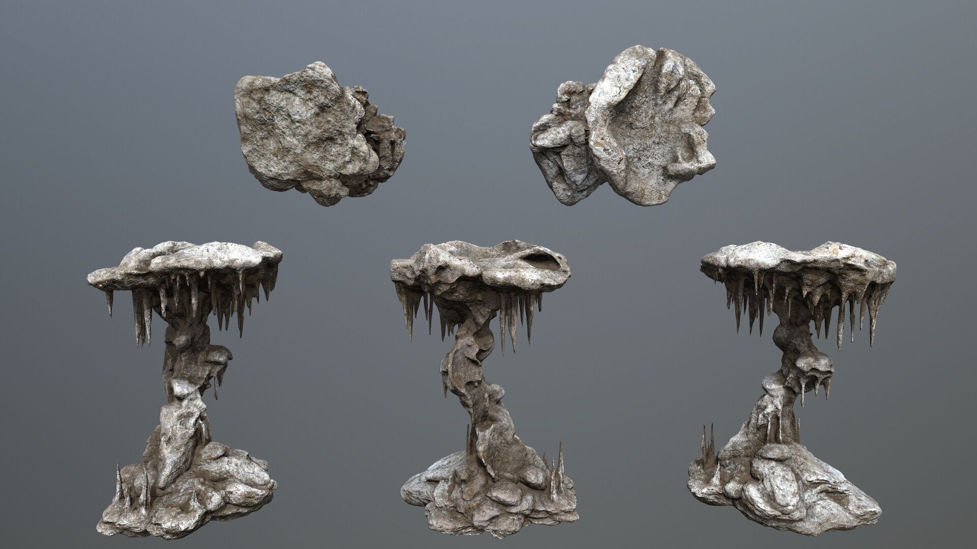 cave rocks Low-poly 3D model_1