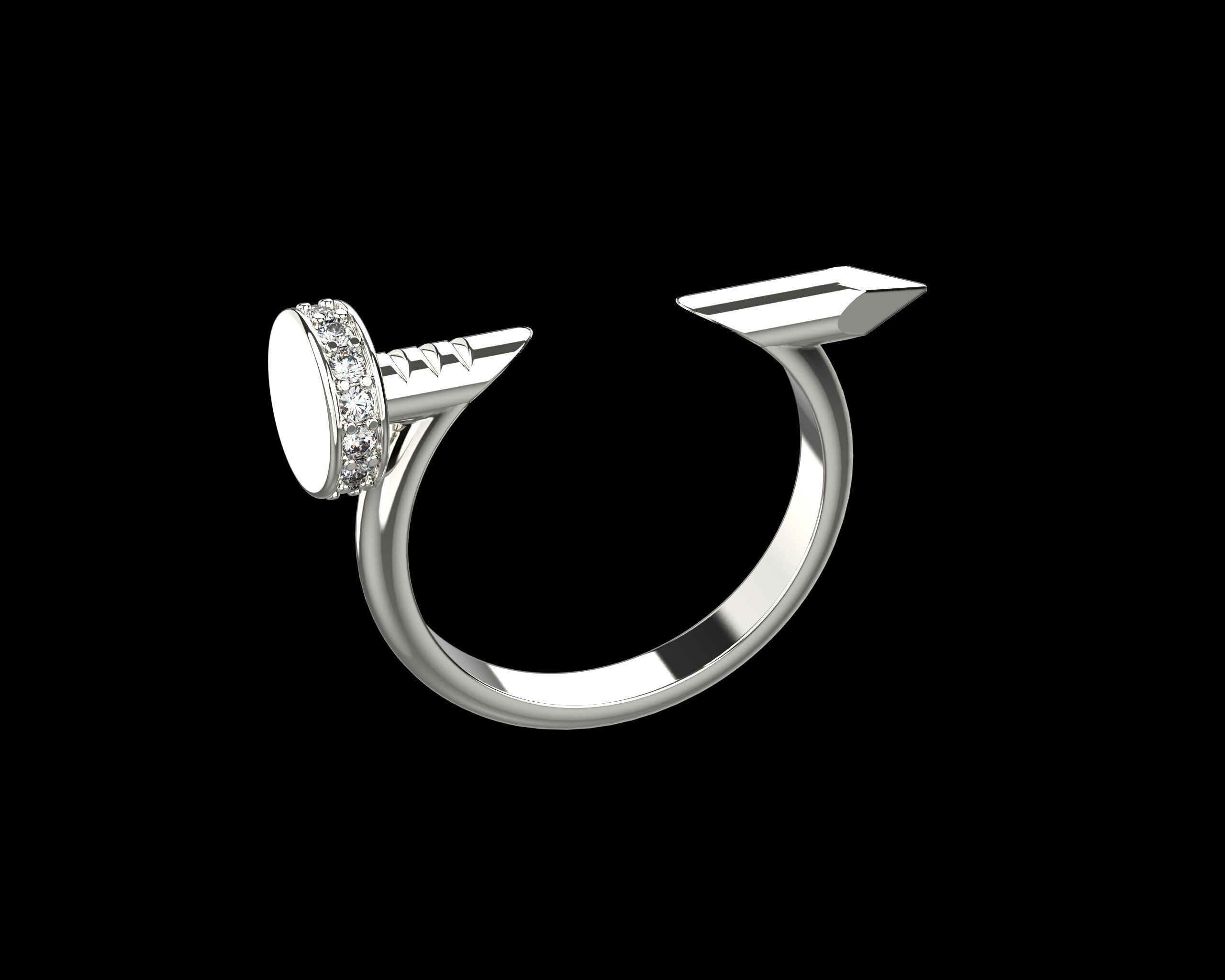 Nail Ring In The Finger with gems 16 Size N102 3D print model_19