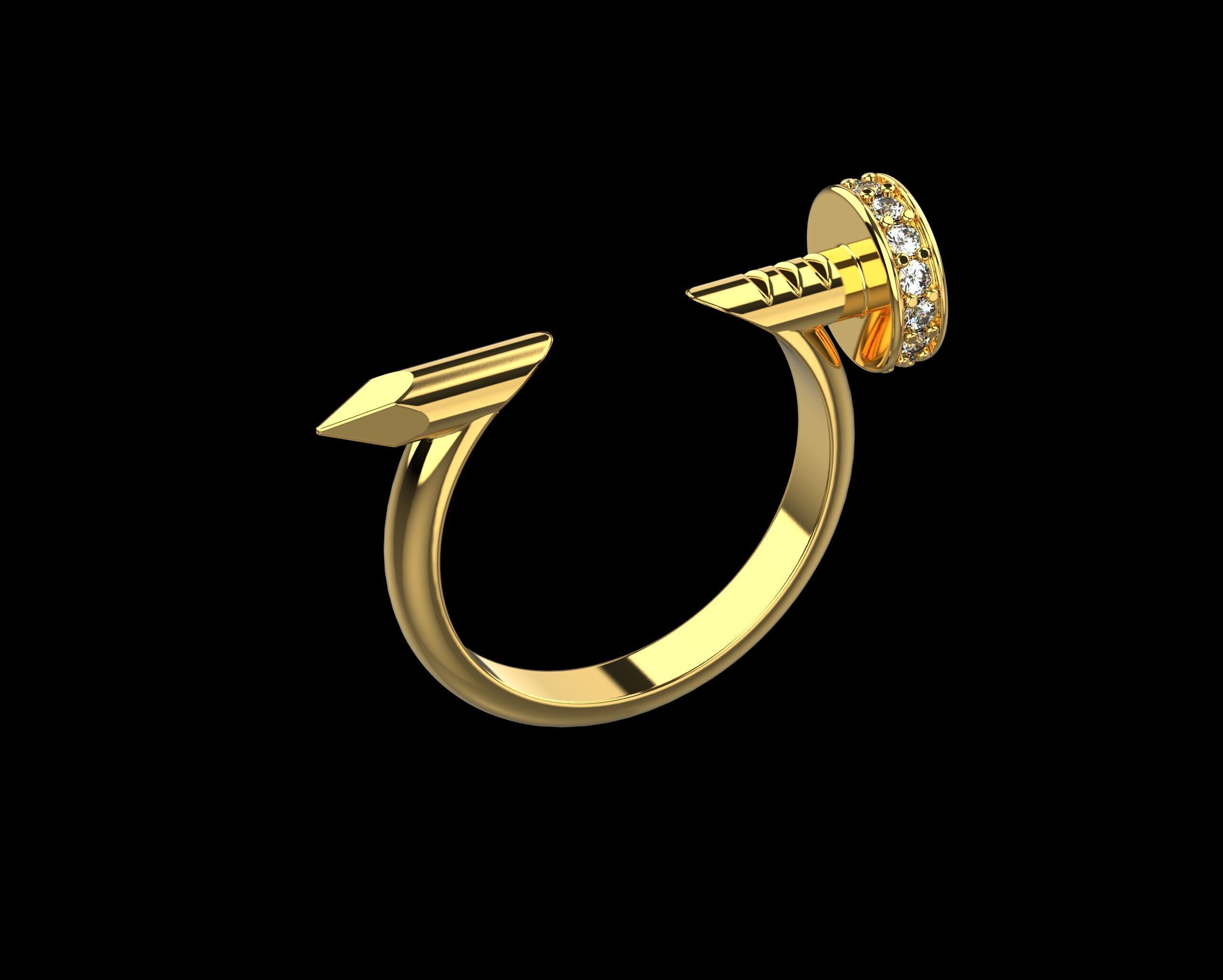 Nail Ring In The Finger with gems 16 Size N102 3D print model_15