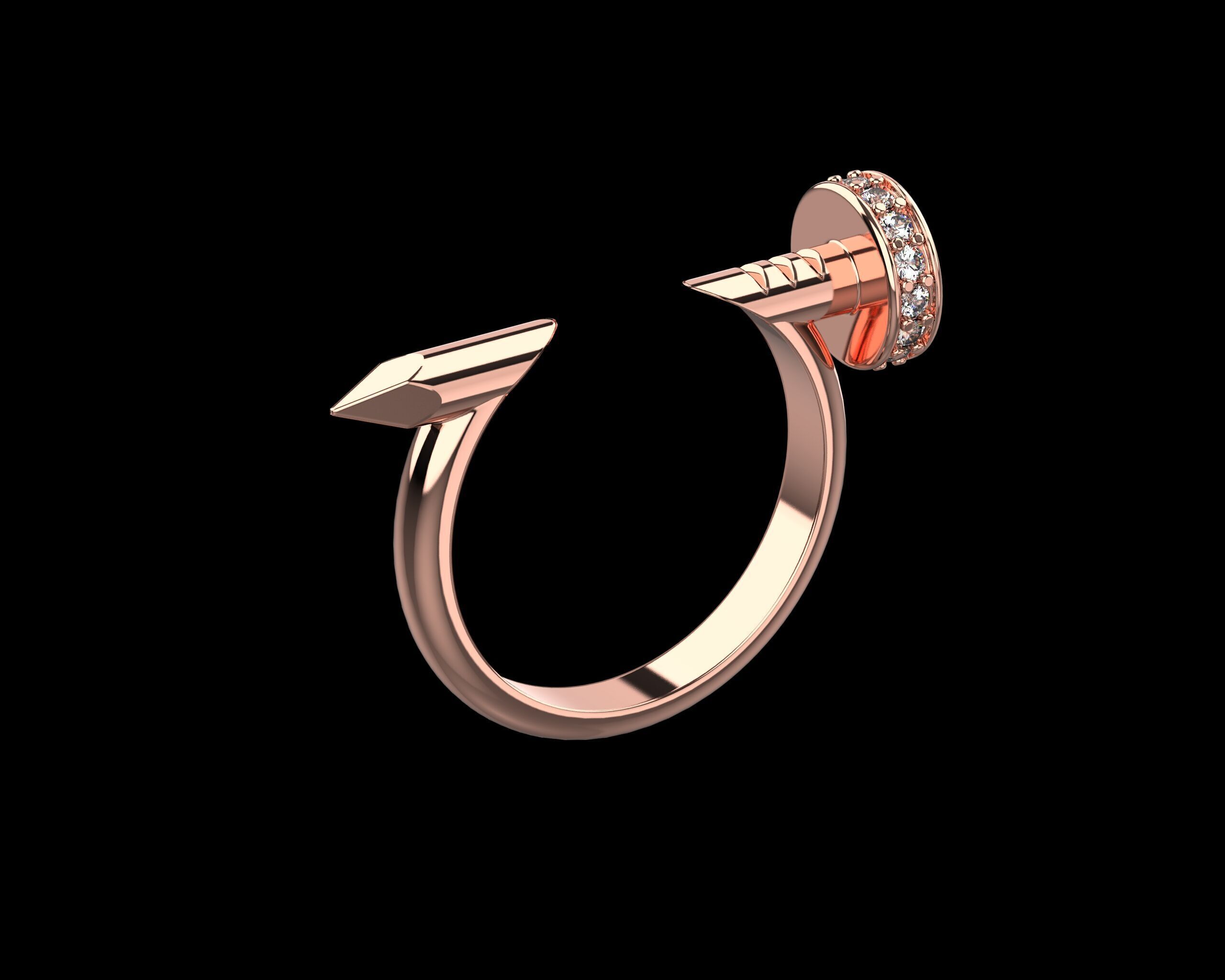 Nail Ring In The Finger with gems 16 Size N102 3D print model_2