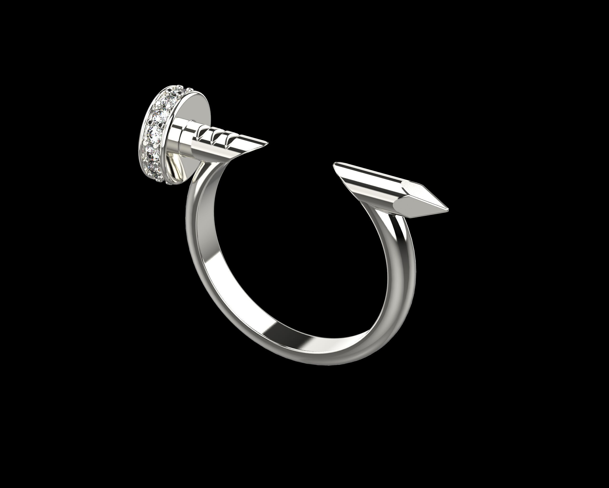 Nail Ring In The Finger with gems 16 Size N102 3D print model_18