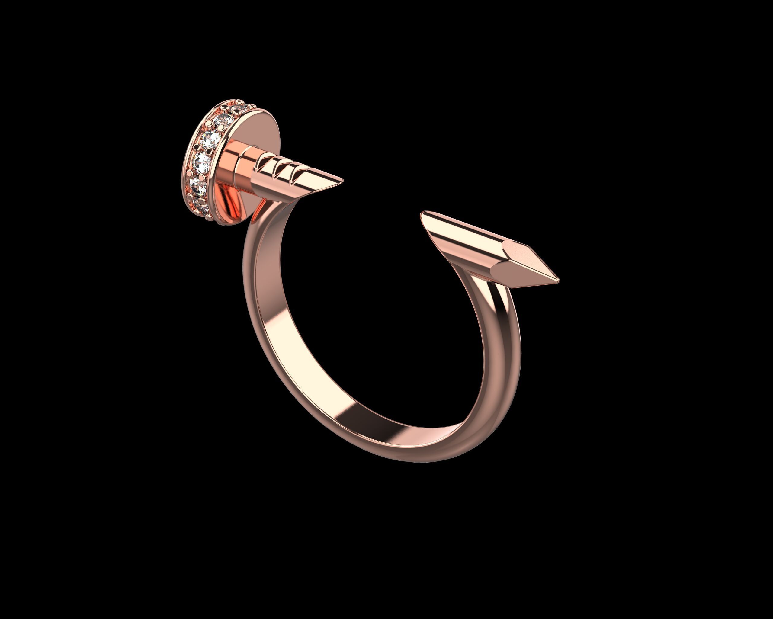 Nail Ring In The Finger with gems 16 Size N102 3D print model_1