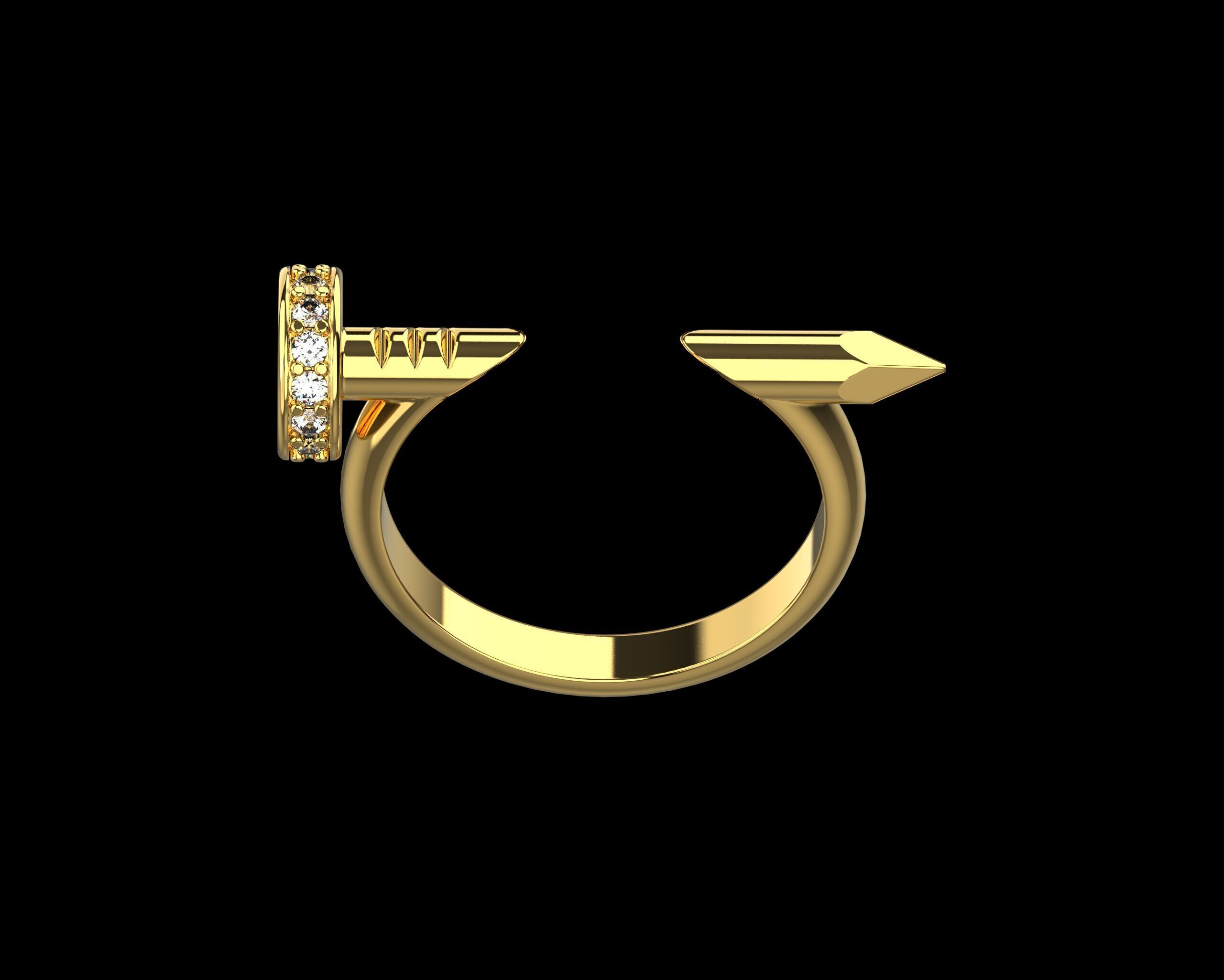 Nail Ring In The Finger with gems 16 Size N102 3D print model_4