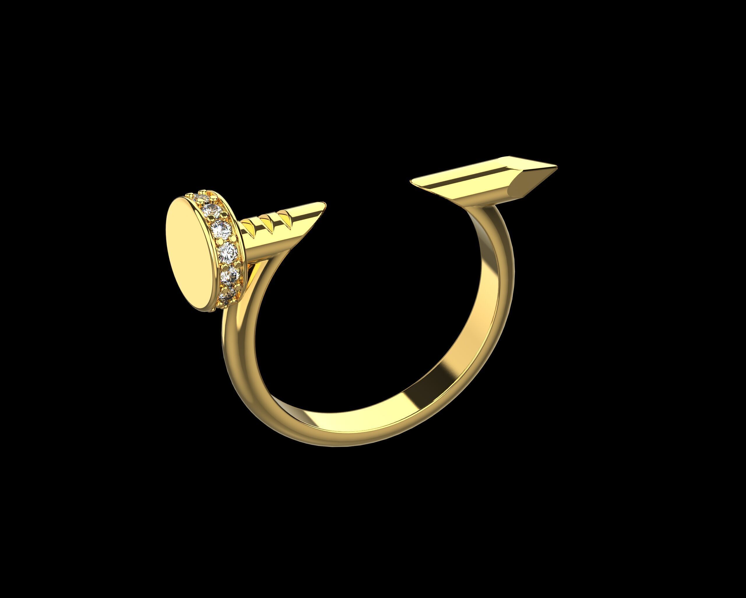 Nail Ring In The Finger with gems 16 Size N102 3D print model_3