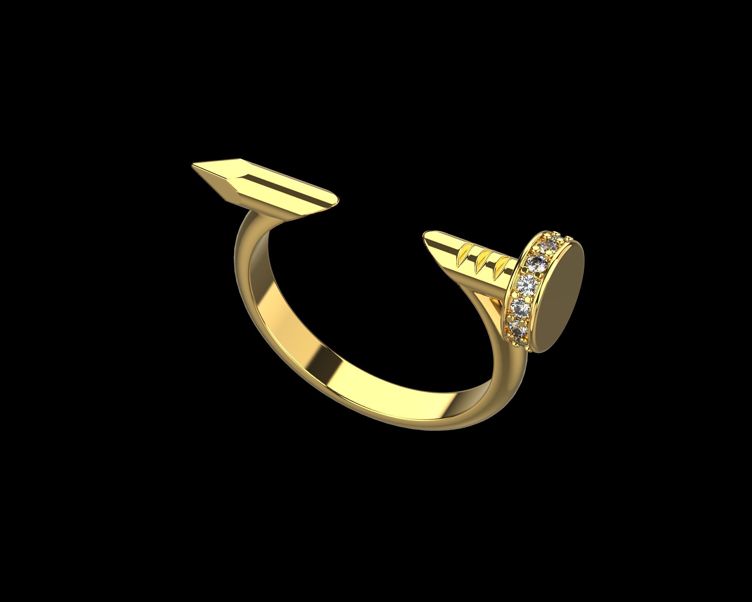 Nail Ring In The Finger with gems 16 Size N102 3D print model_16