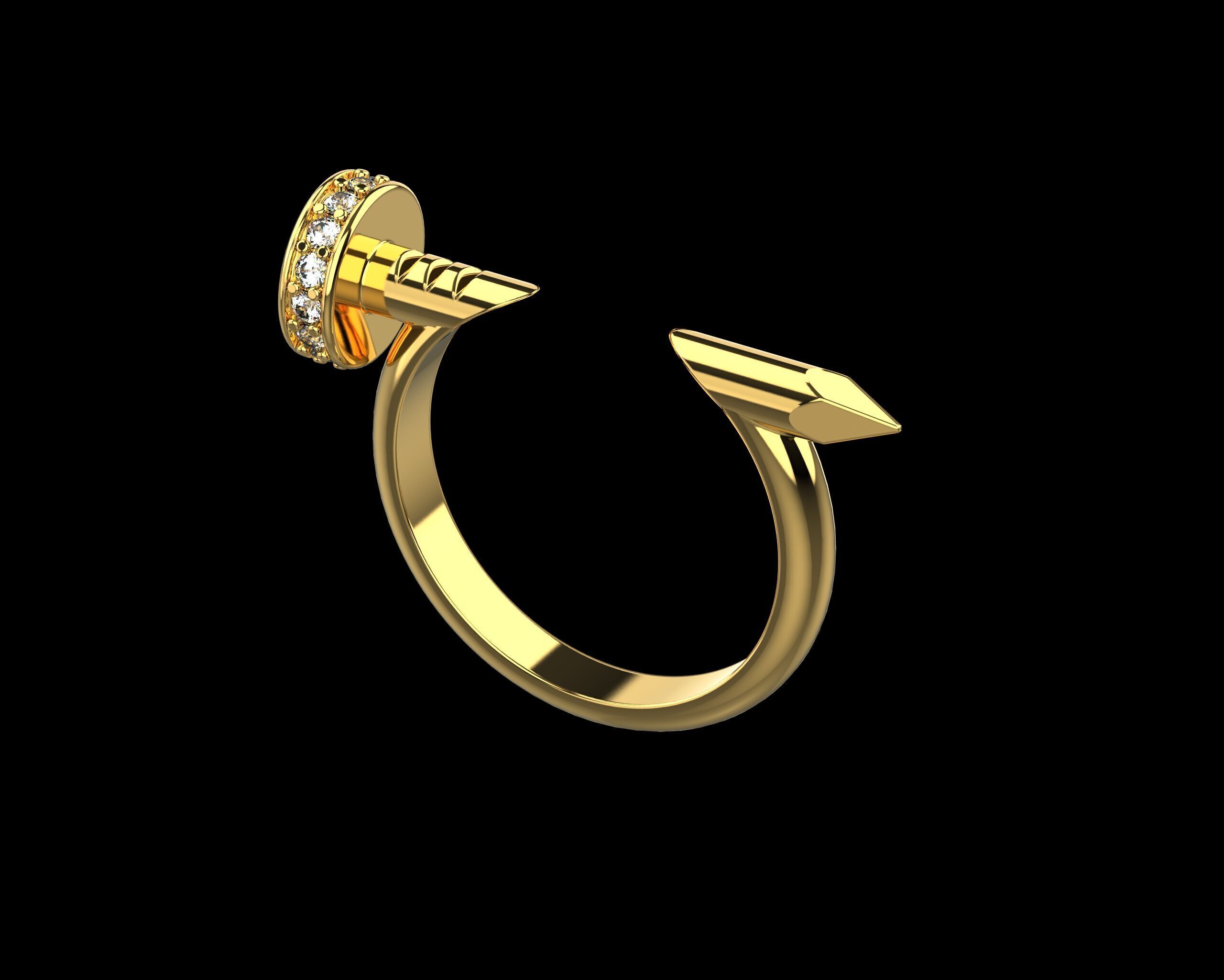 Nail Ring In The Finger with gems 16 Size N102 3D print model_6