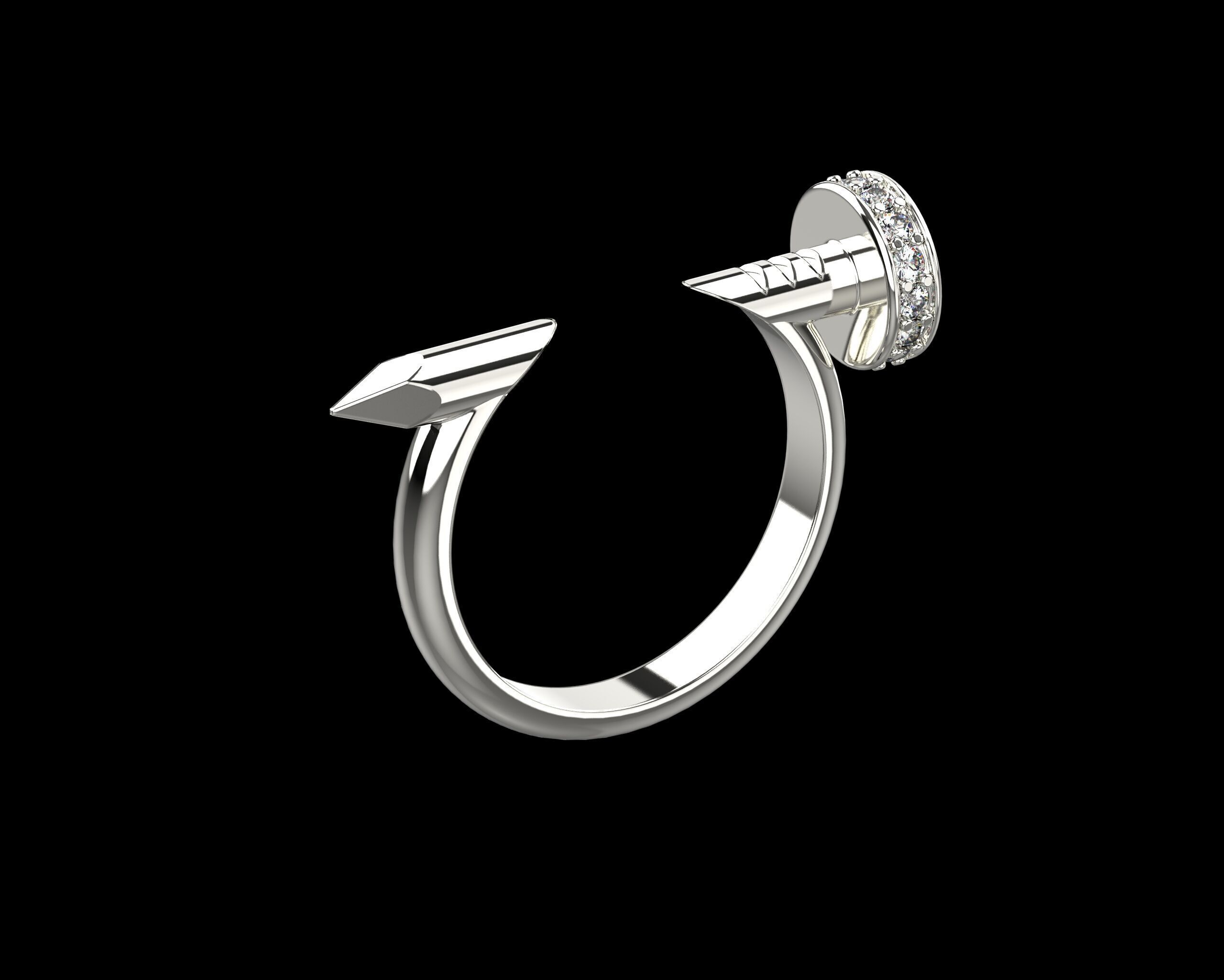 Nail Ring In The Finger with gems 16 Size N102 3D print model_17