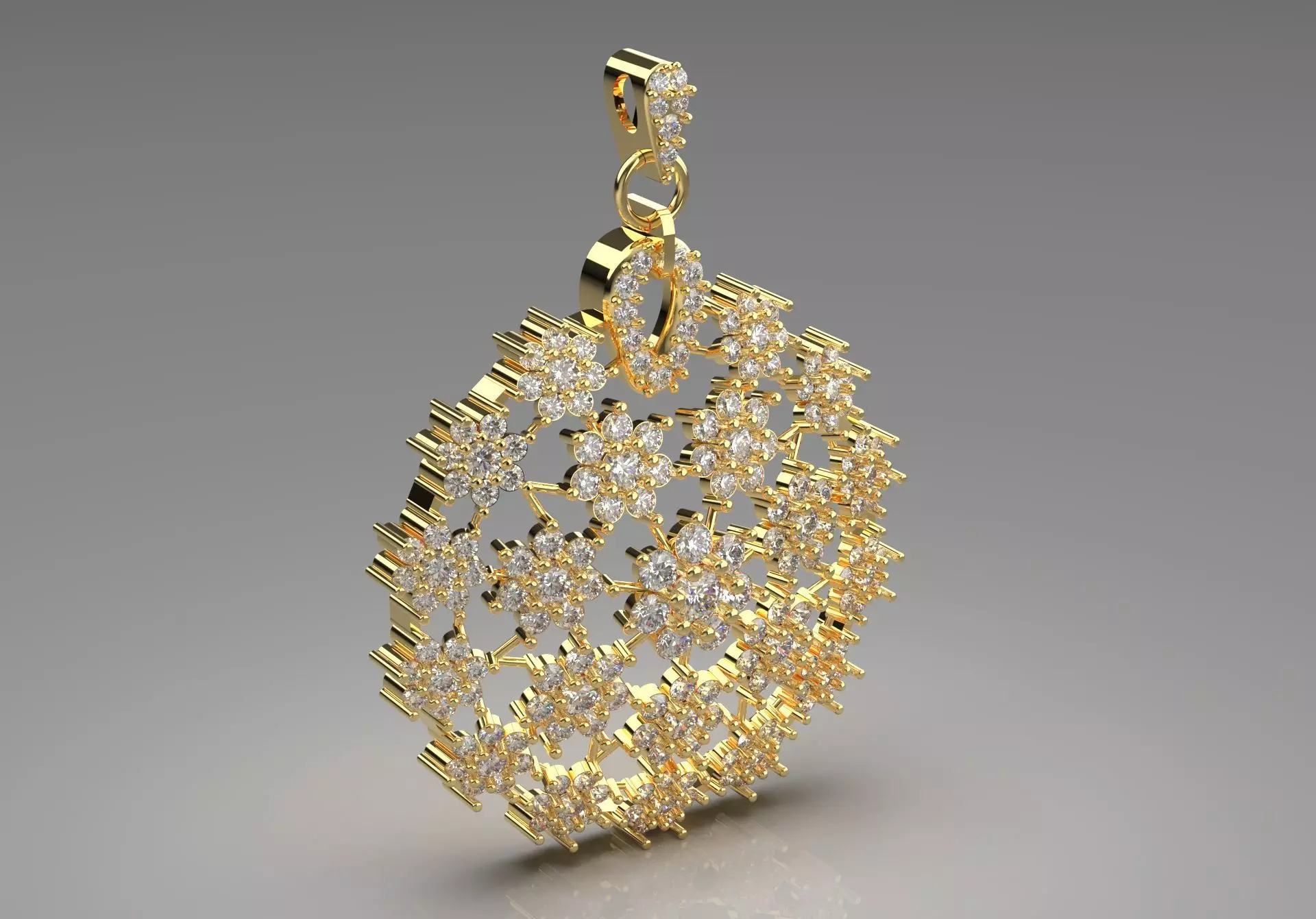 flower diamond jewelry pendant jp0223 3D print model