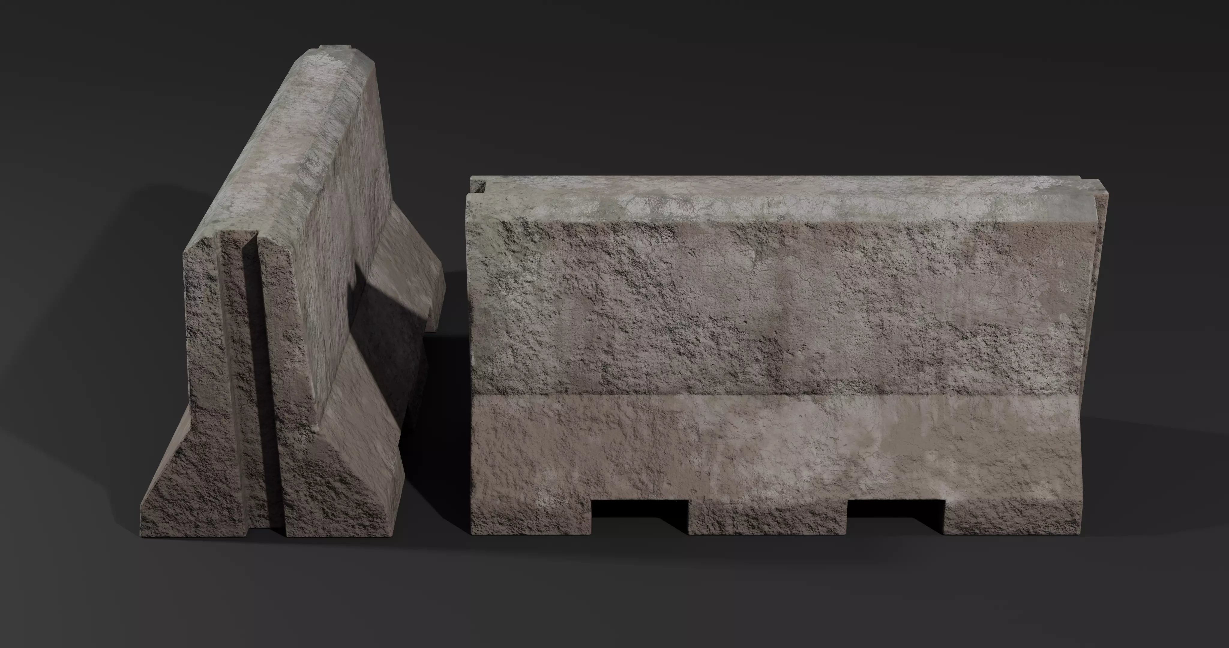 Roadblock Low Poly clean and dirty - with LODS Low-poly 3D model_5