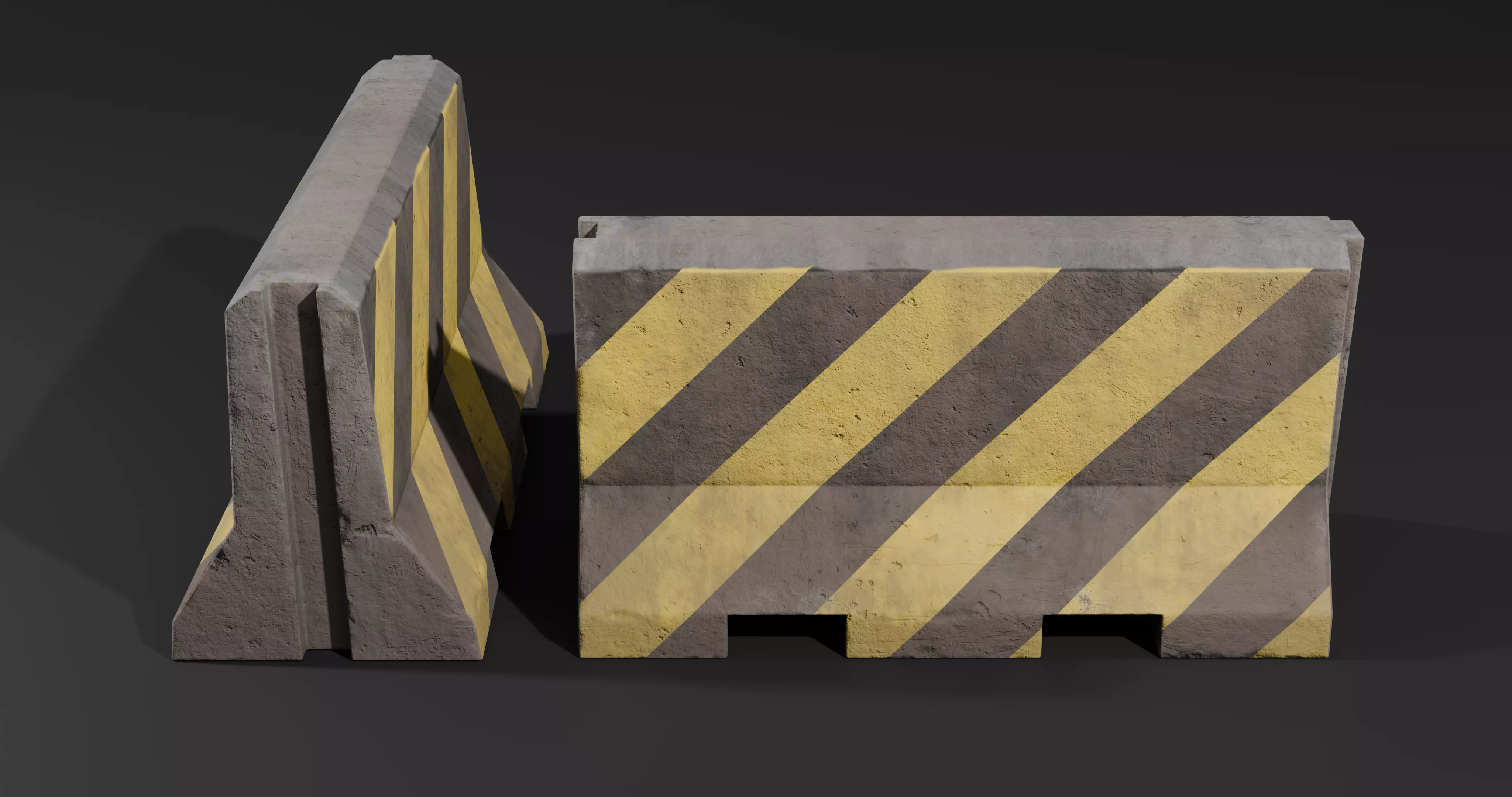 Roadblock Low Poly clean and dirty - with LODS Low-poly 3D model_9