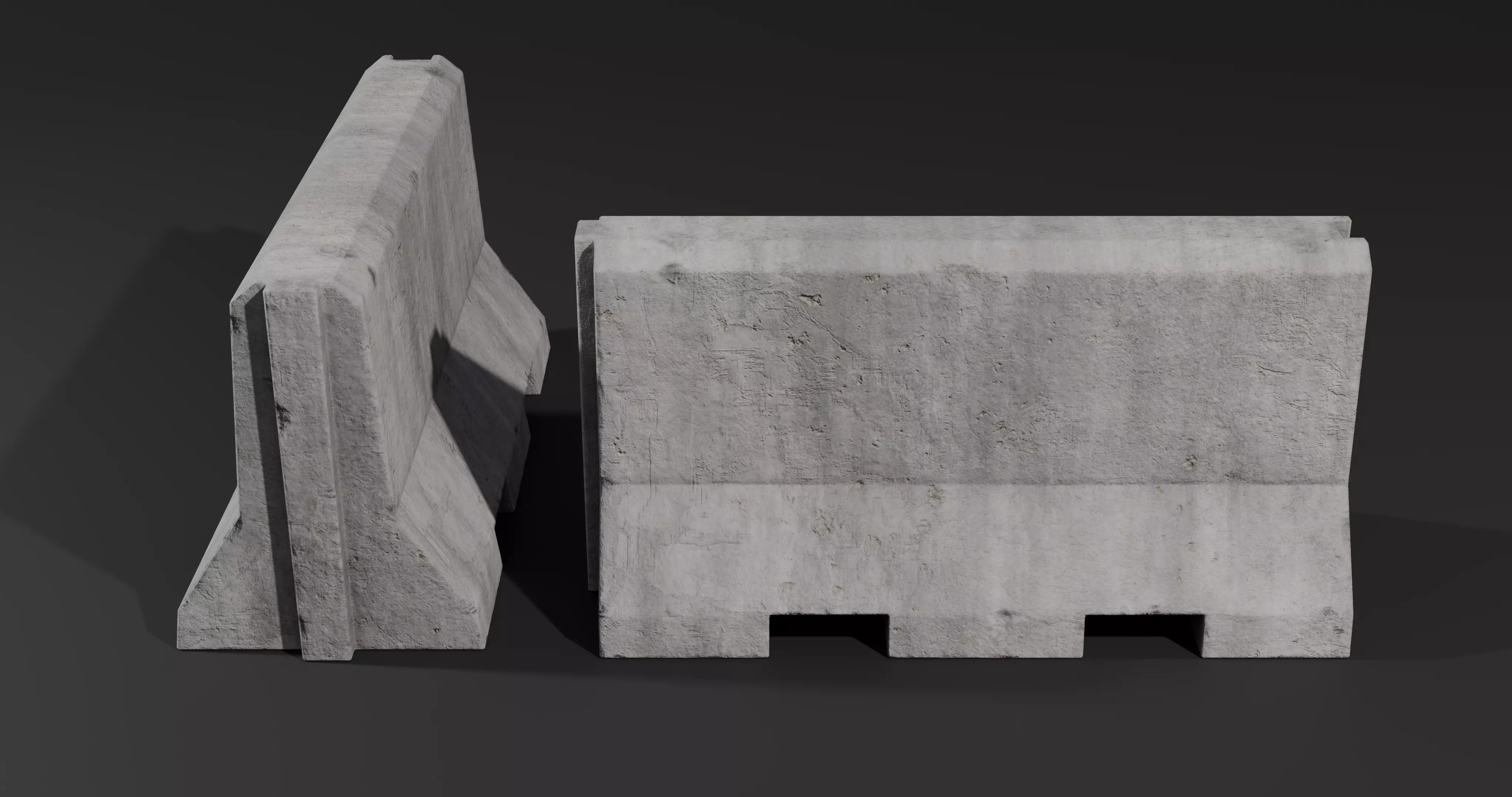 Roadblock Low Poly clean and dirty - with LODS Low-poly 3D model_6