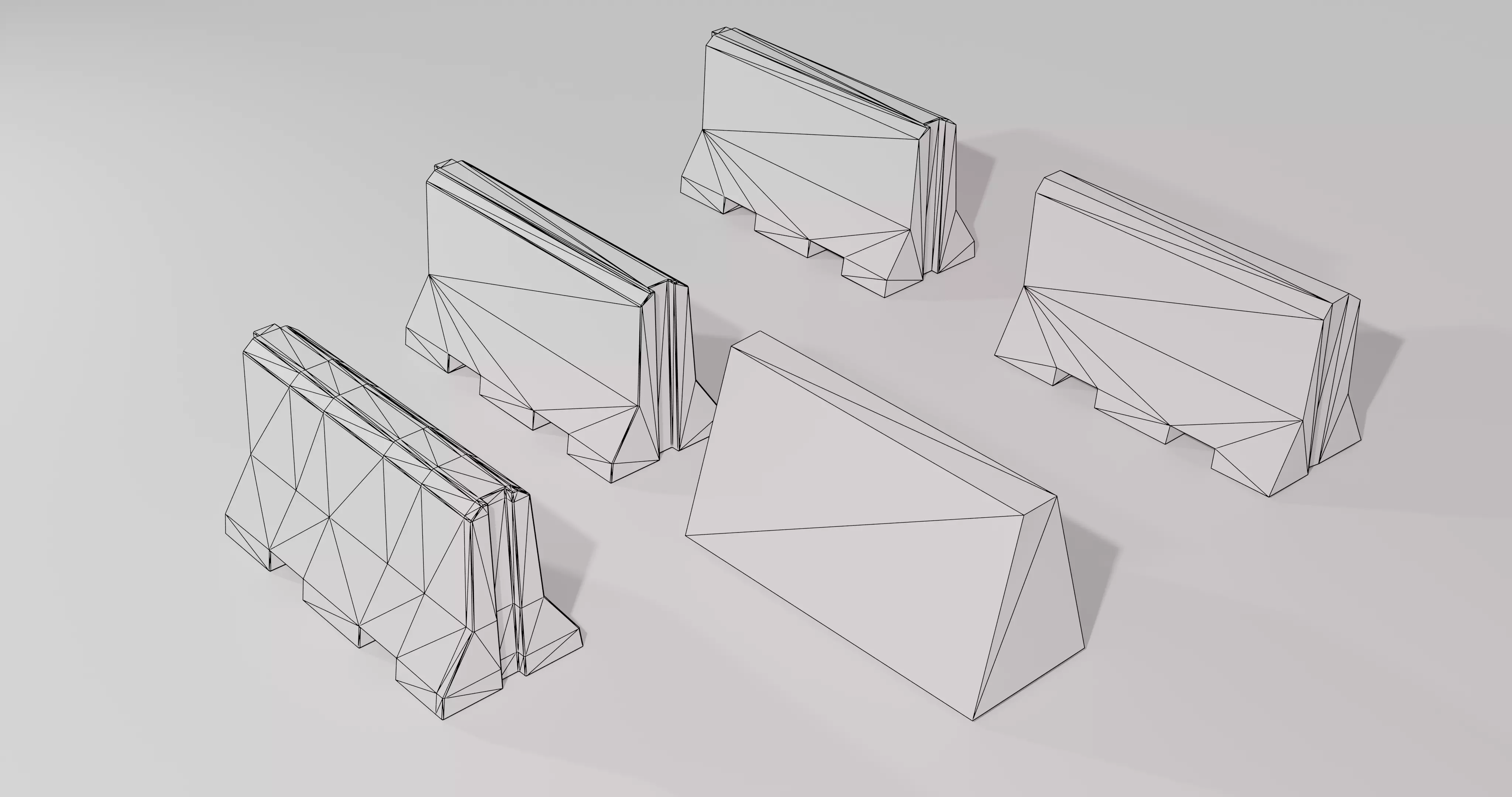 Roadblock Low Poly clean and dirty - with LODS Low-poly 3D model_16