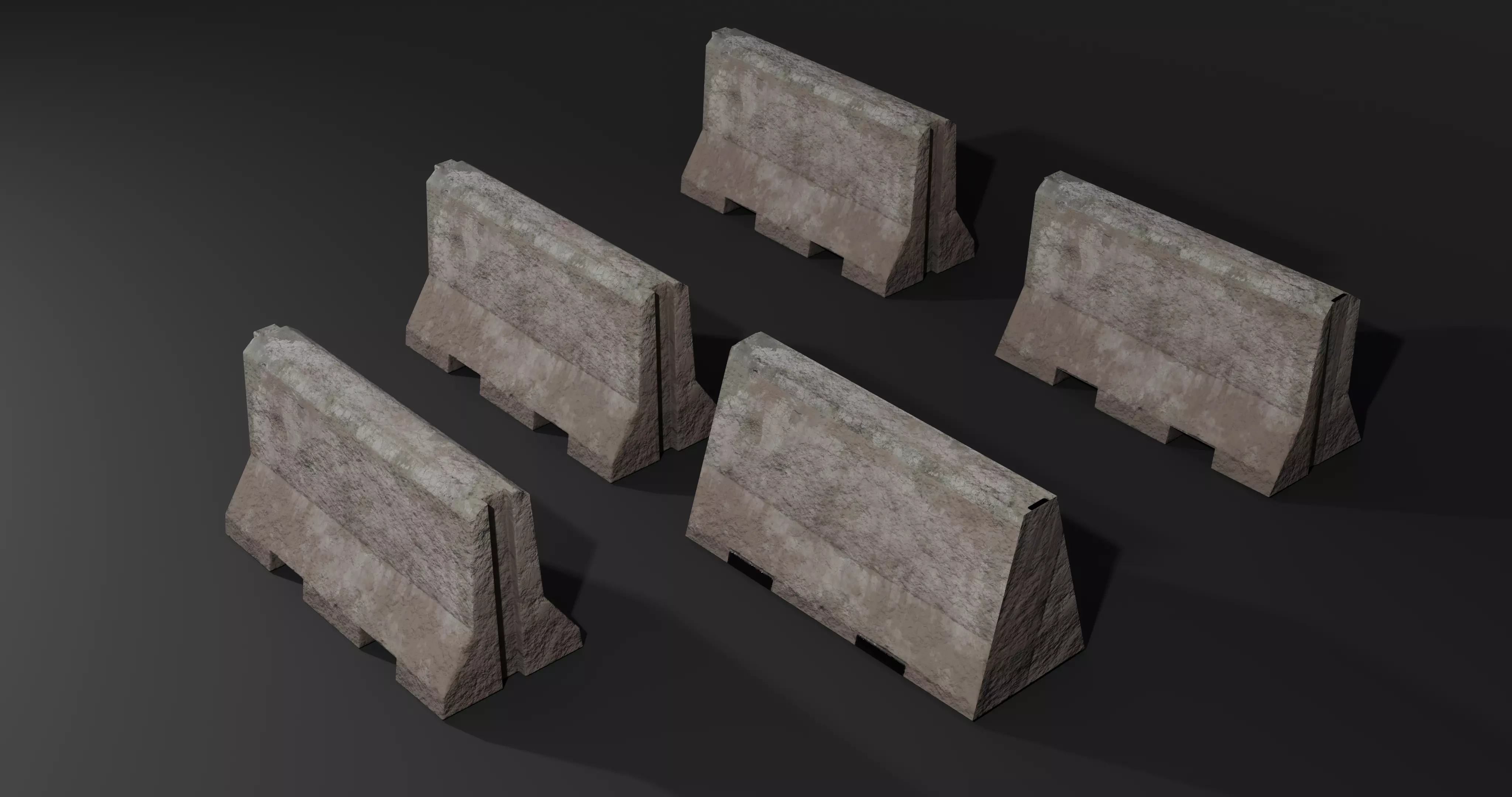 Roadblock Low Poly clean and dirty - with LODS Low-poly 3D model_11
