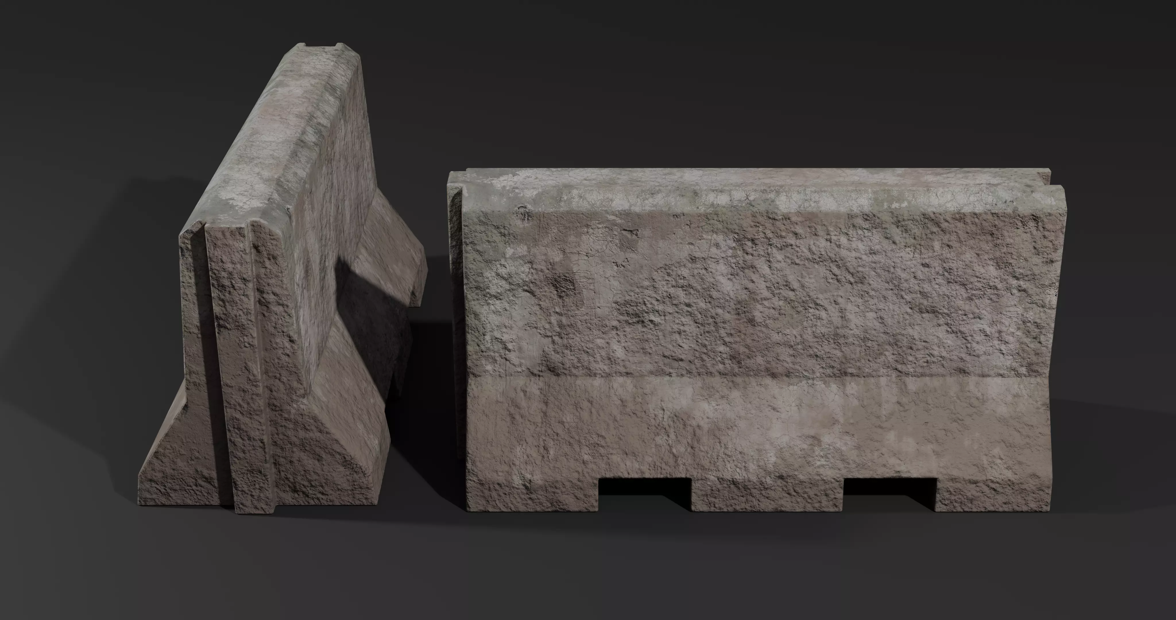 Roadblock Low Poly clean and dirty - with LODS Low-poly 3D model_4