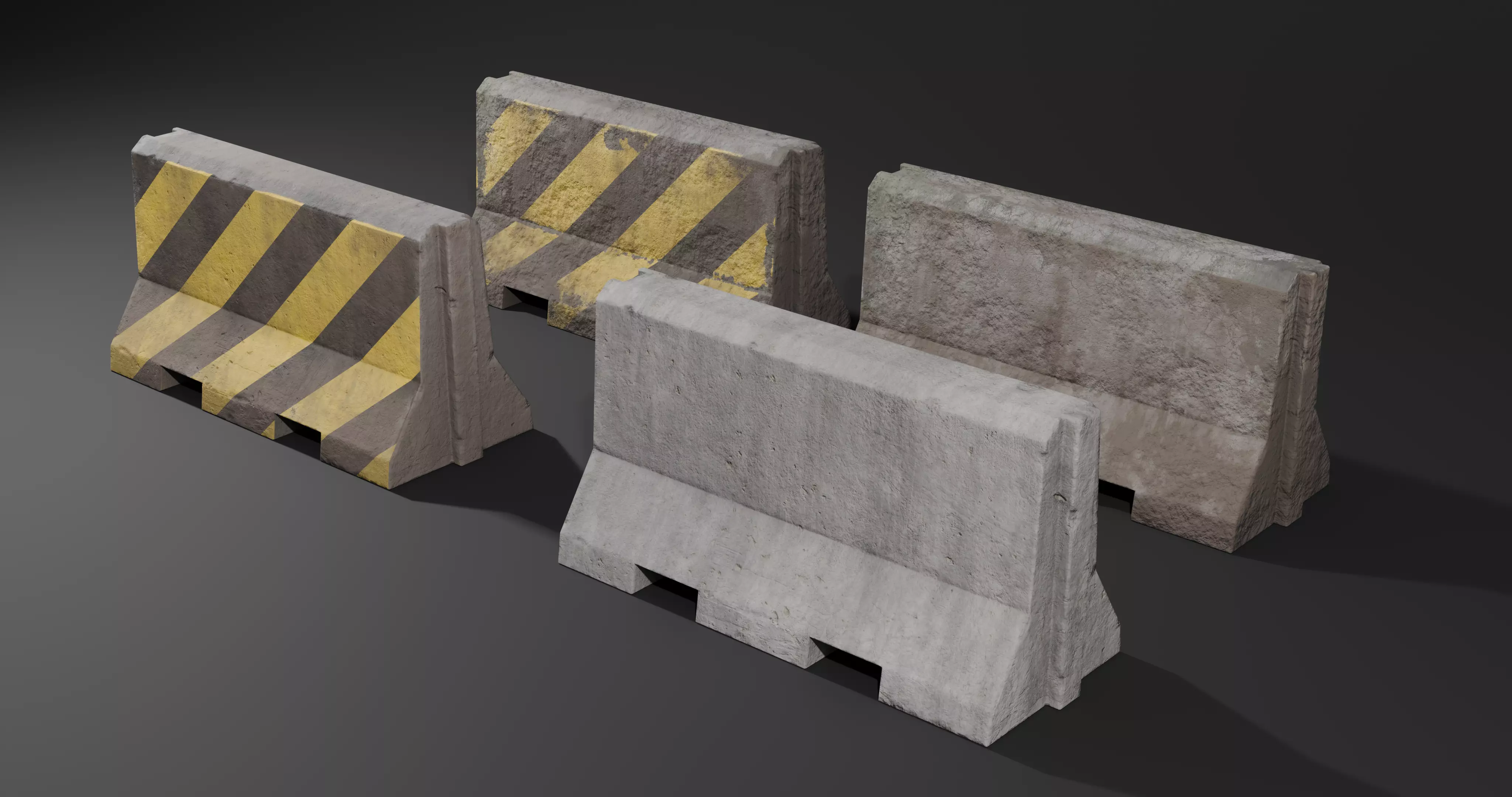 Roadblock Low Poly clean and dirty - with LODS Low-poly 3D model_1