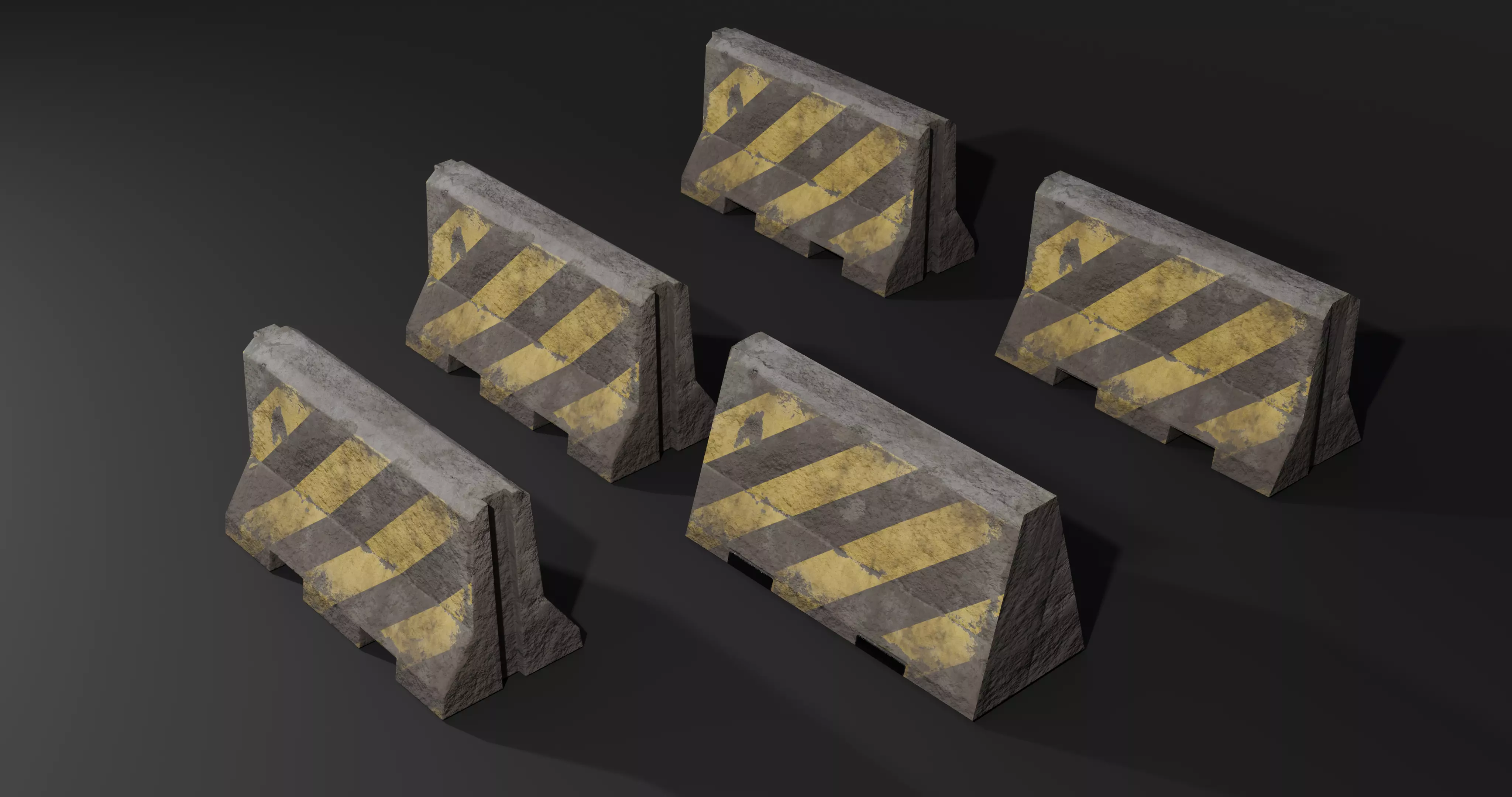 Roadblock Low Poly clean and dirty - with LODS Low-poly 3D model_13