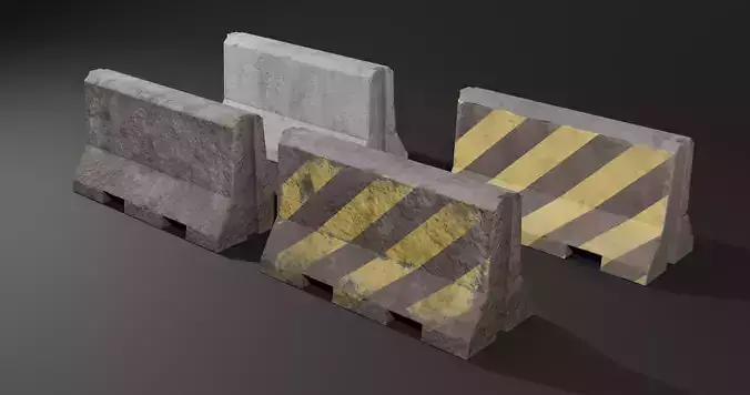 Roadblock Low Poly clean and dirty - with LODS Low-poly 3D model
