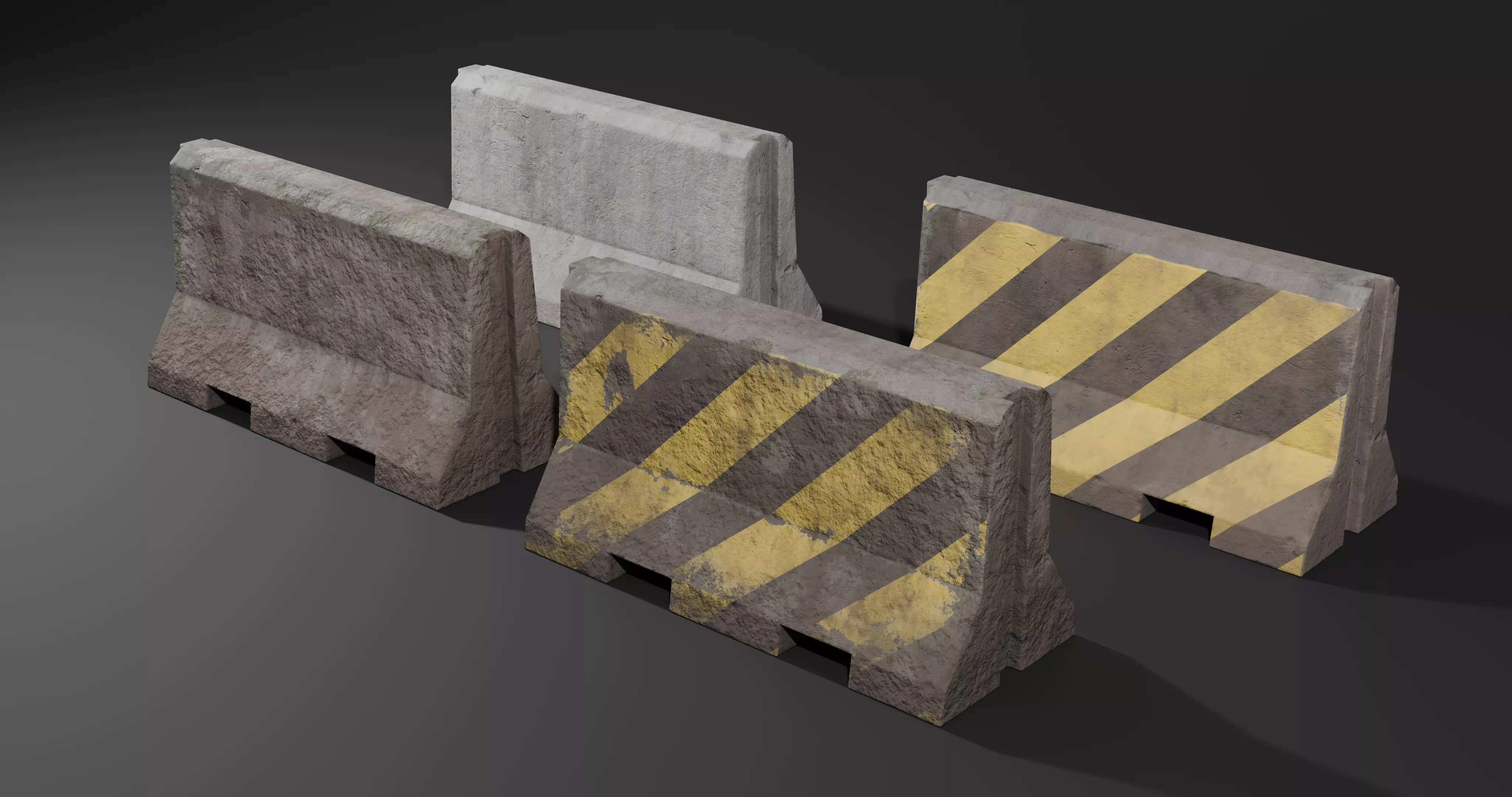 Roadblock Low Poly clean and dirty - with LODS Low-poly 3D model_0