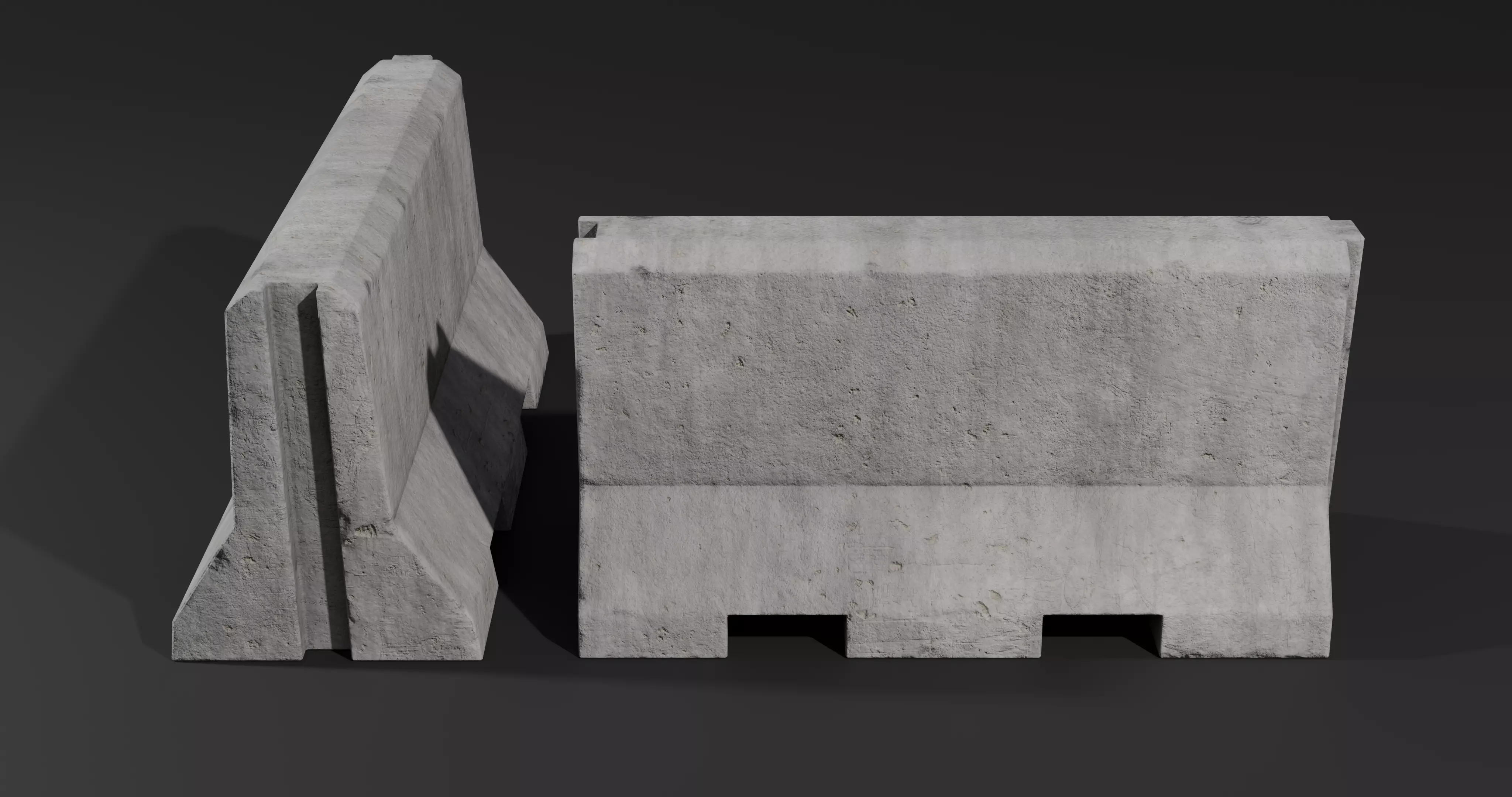 Roadblock Low Poly clean and dirty - with LODS Low-poly 3D model_7
