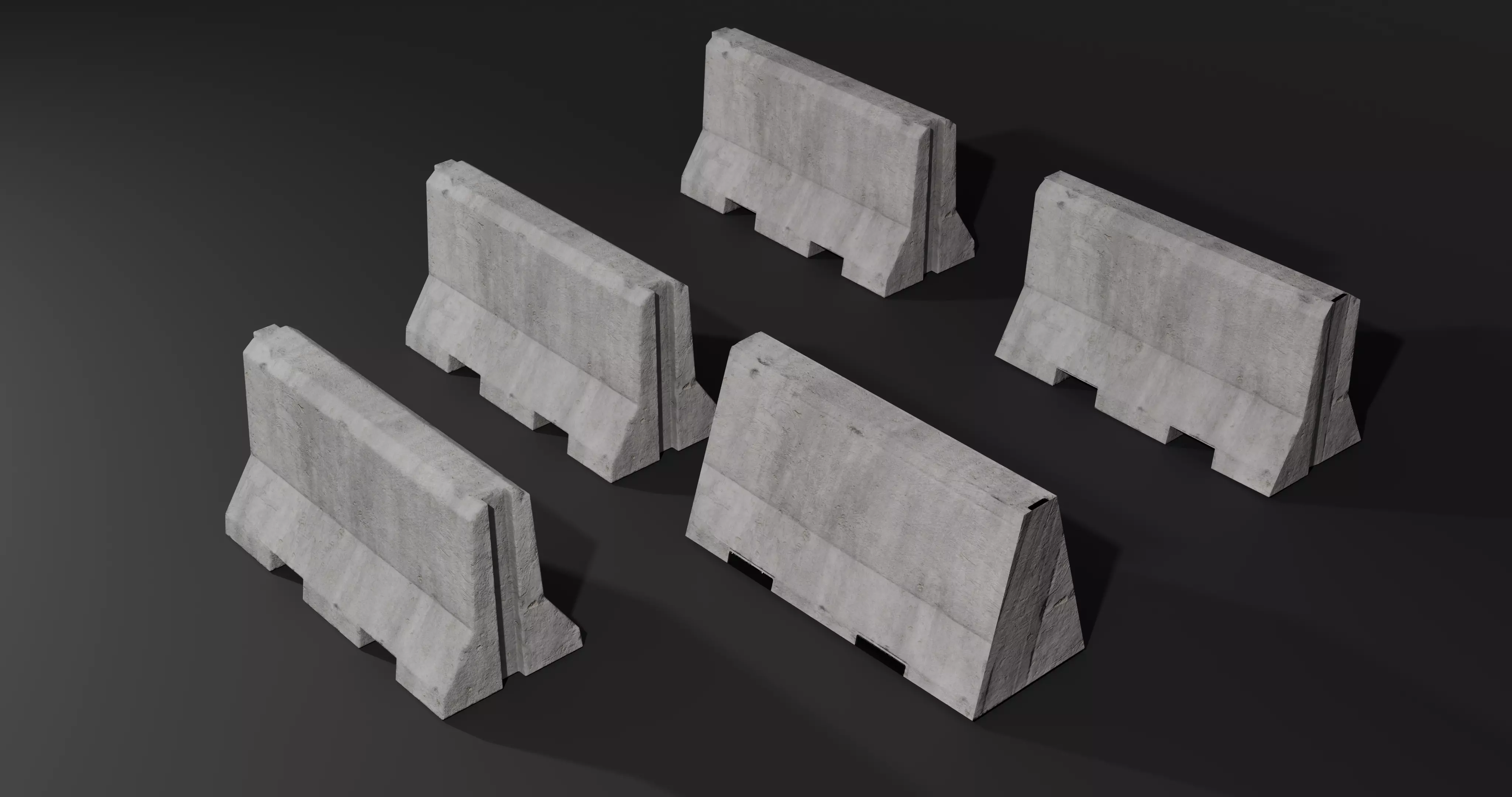 Roadblock Low Poly clean and dirty - with LODS Low-poly 3D model_10