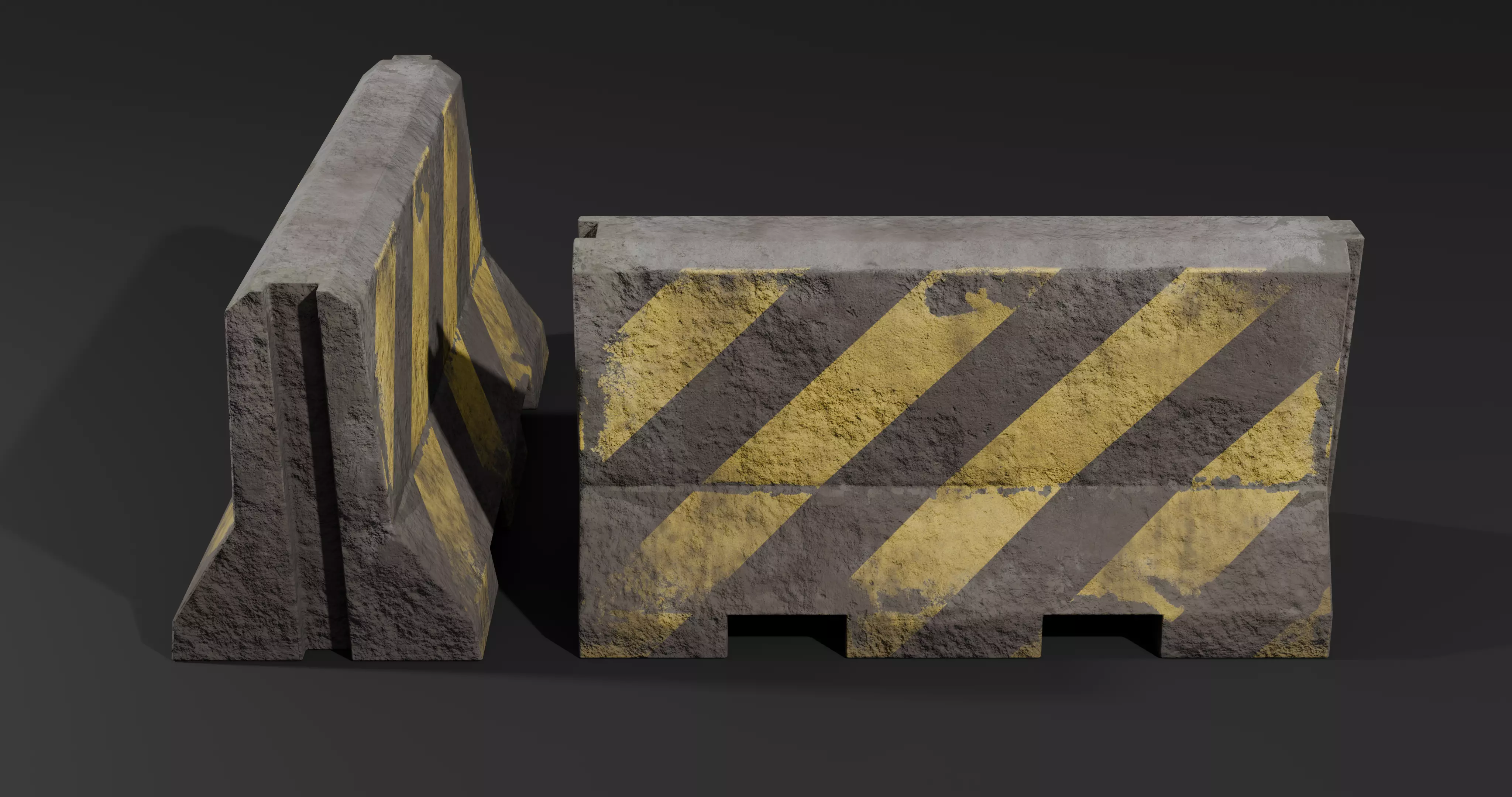 Roadblock Low Poly clean and dirty - with LODS Low-poly 3D model_3