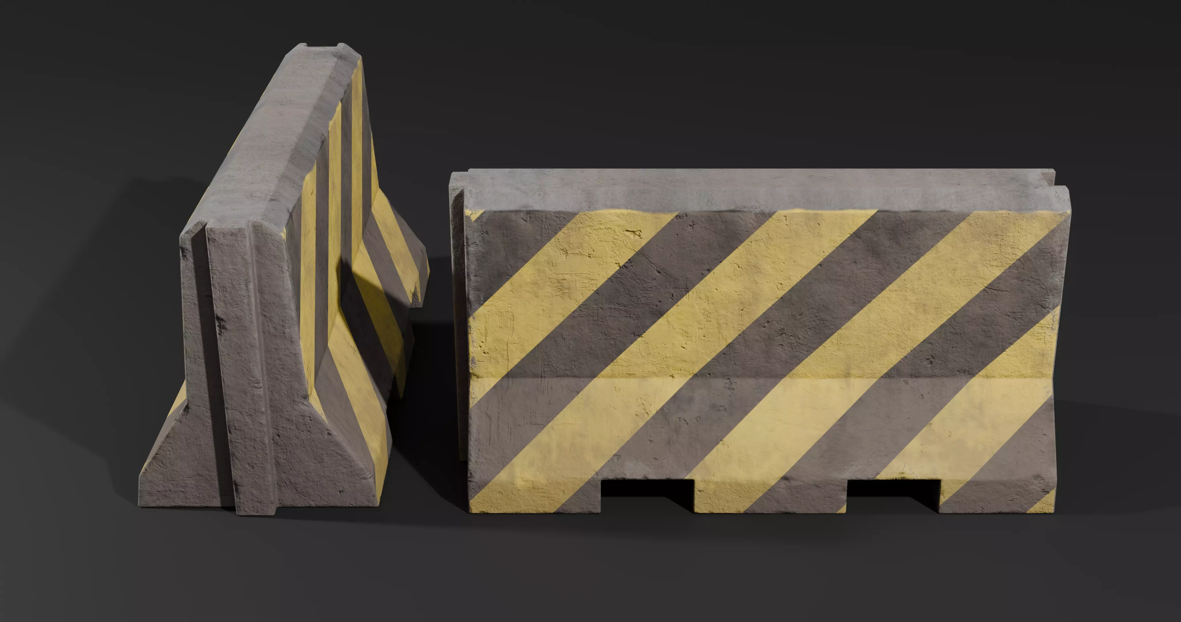 Roadblock Low Poly clean and dirty - with LODS Low-poly 3D model_8