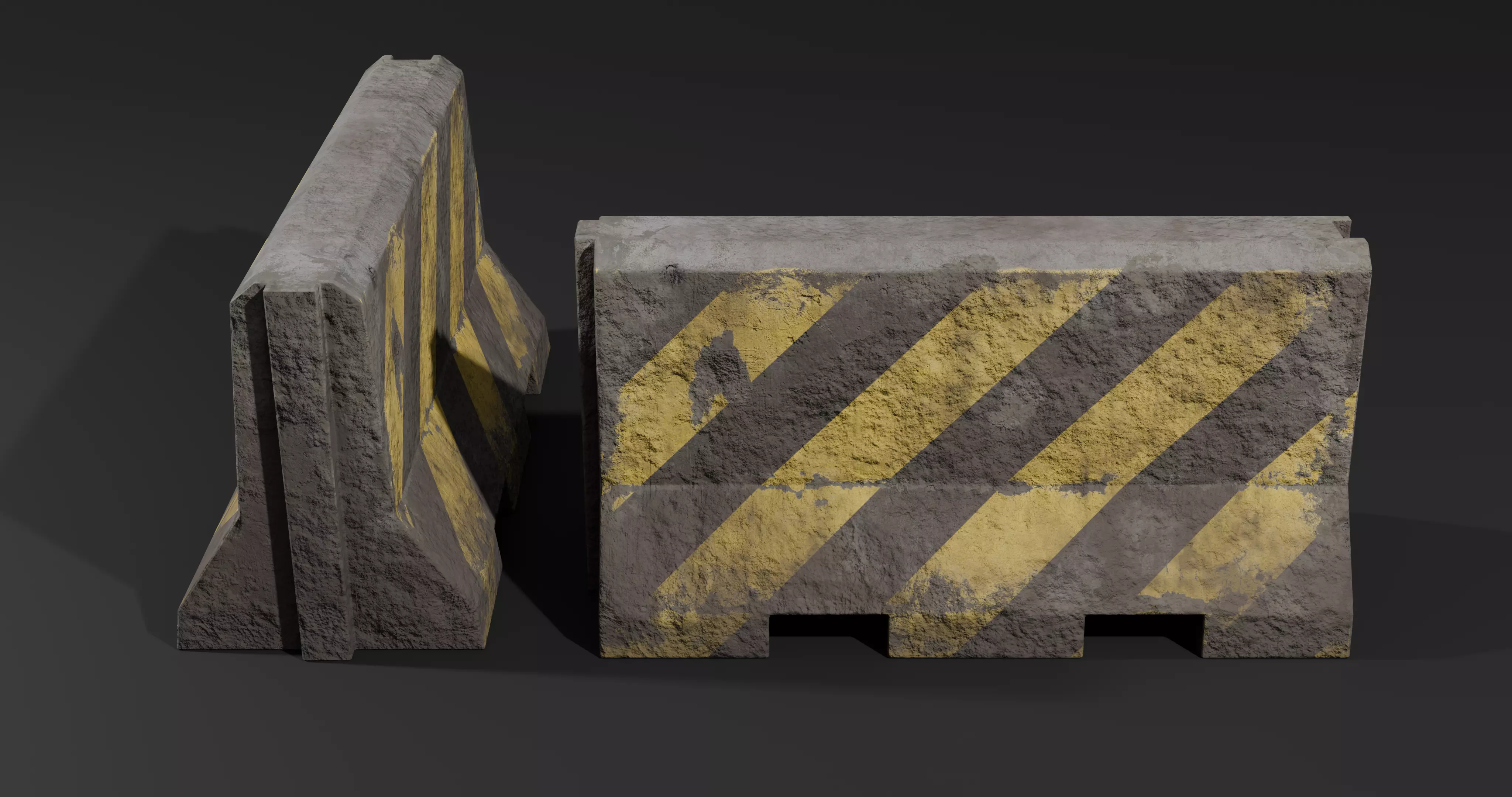 Roadblock Low Poly clean and dirty - with LODS Low-poly 3D model_2