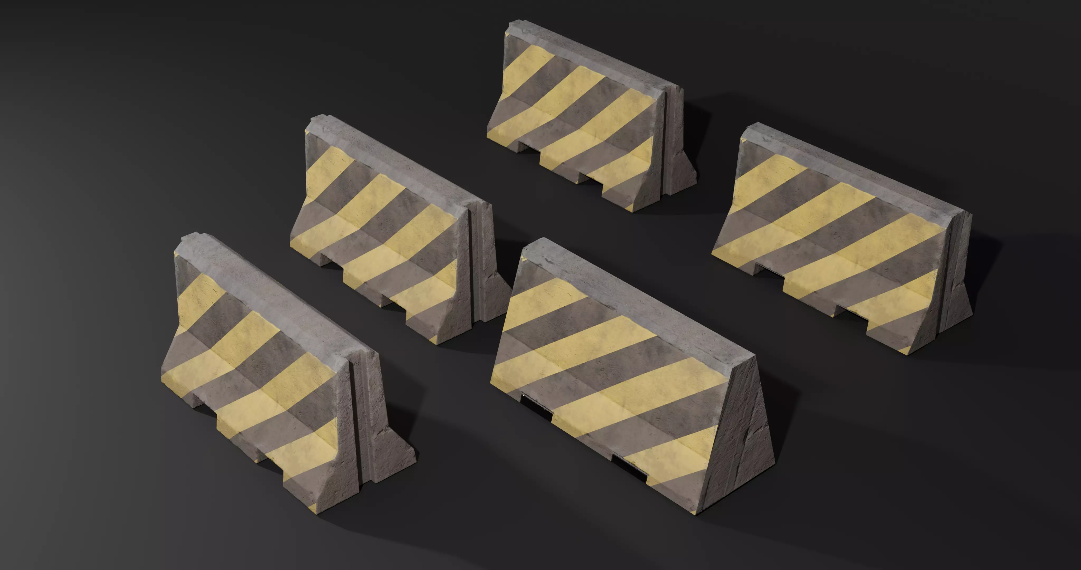 Roadblock Low Poly clean and dirty - with LODS Low-poly 3D model_12