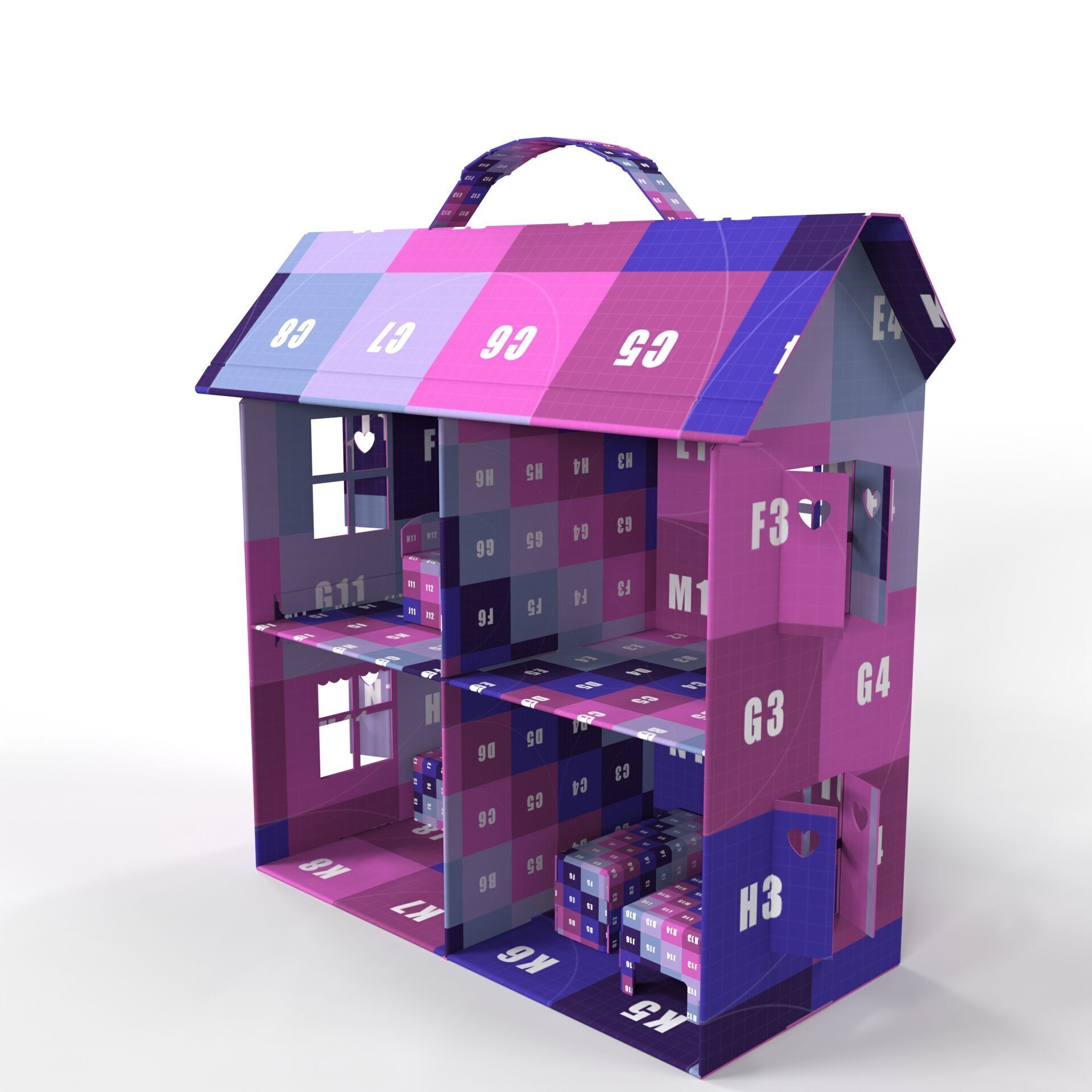 Handcrafted Cardboard House with Miniature Furniture Texture_8