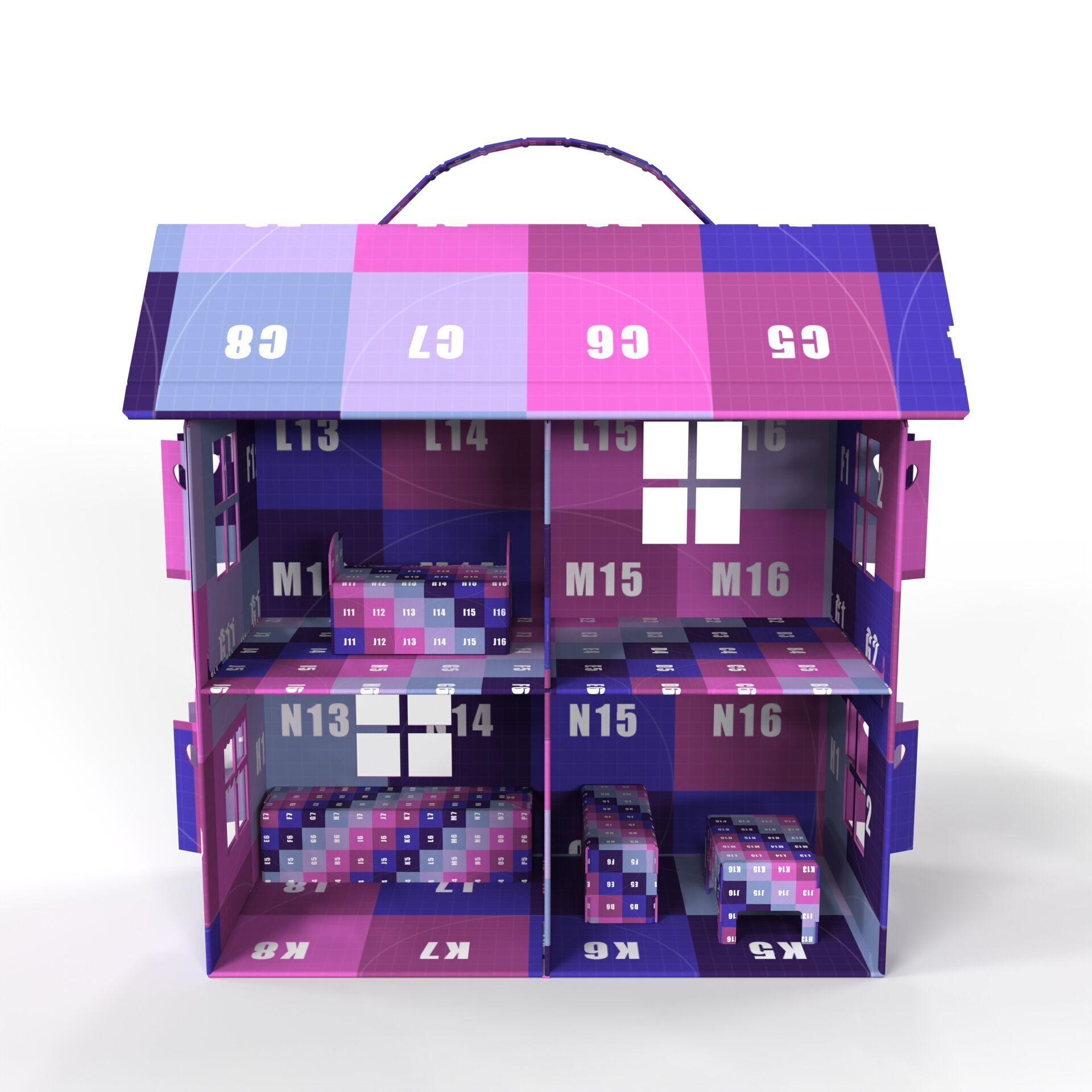 Handcrafted Cardboard House with Miniature Furniture Texture_7