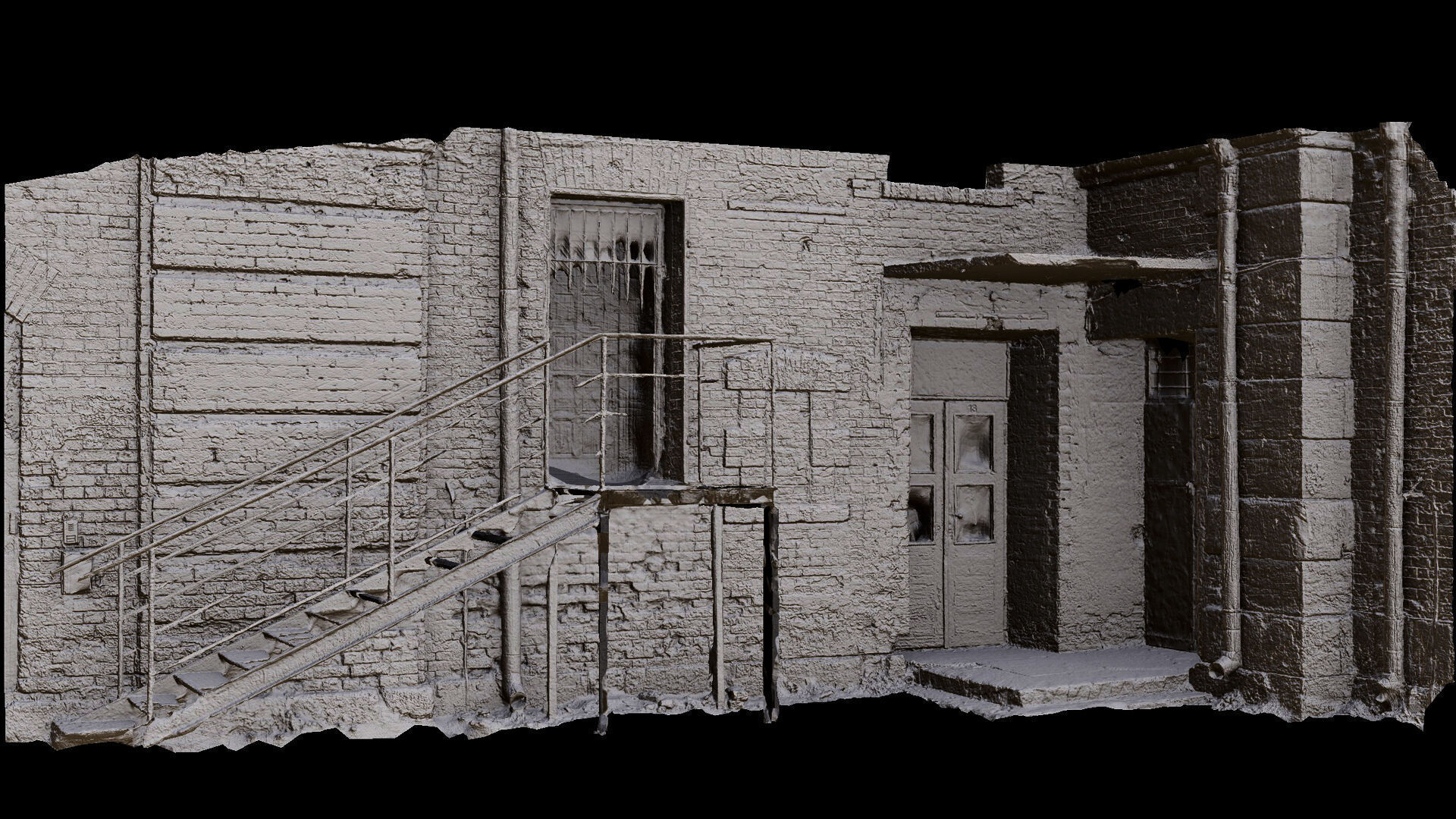abandoned factory facade brickwall corner photogrammetry Low-poly 3D model_6