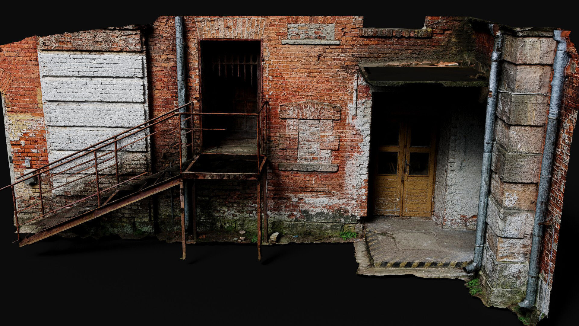 abandoned factory facade brickwall corner photogrammetry Low-poly 3D model_4