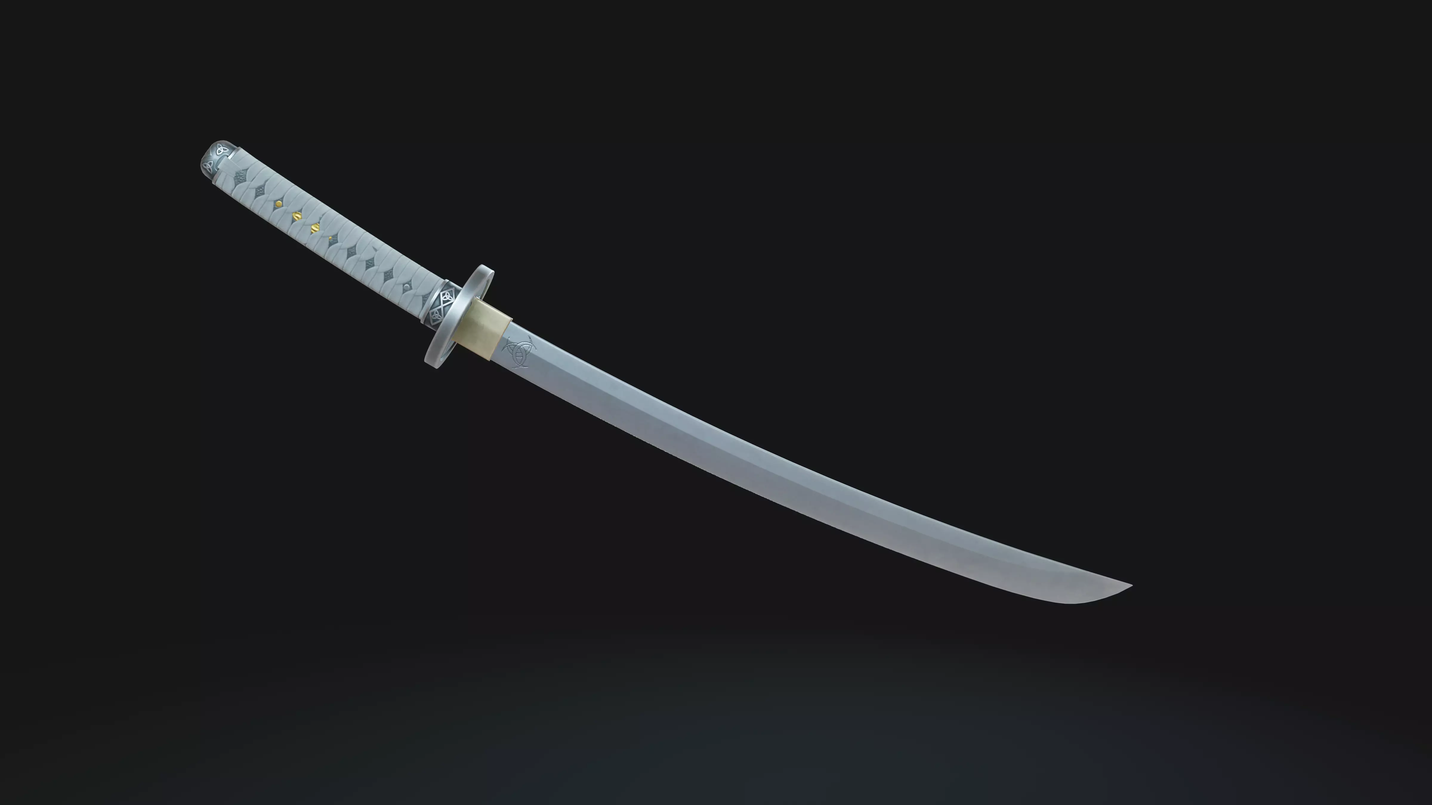 Michonne Katana Animation-Ready Samurai Sword Low-poly 3D model_0