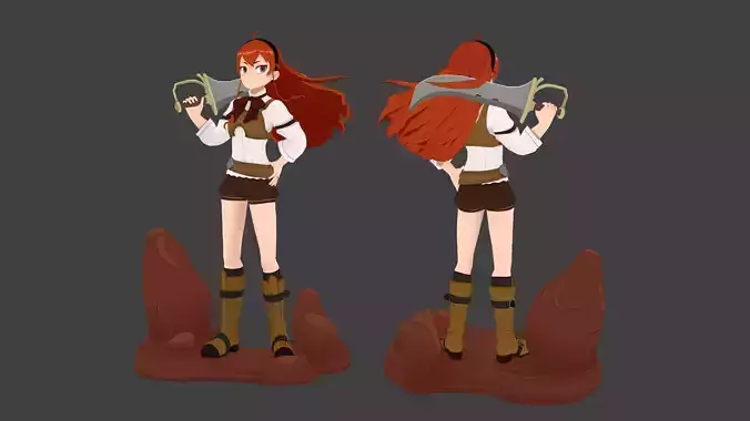 Eris Greyrat rigged model - Mushoku Tensei Low-poly 3D model