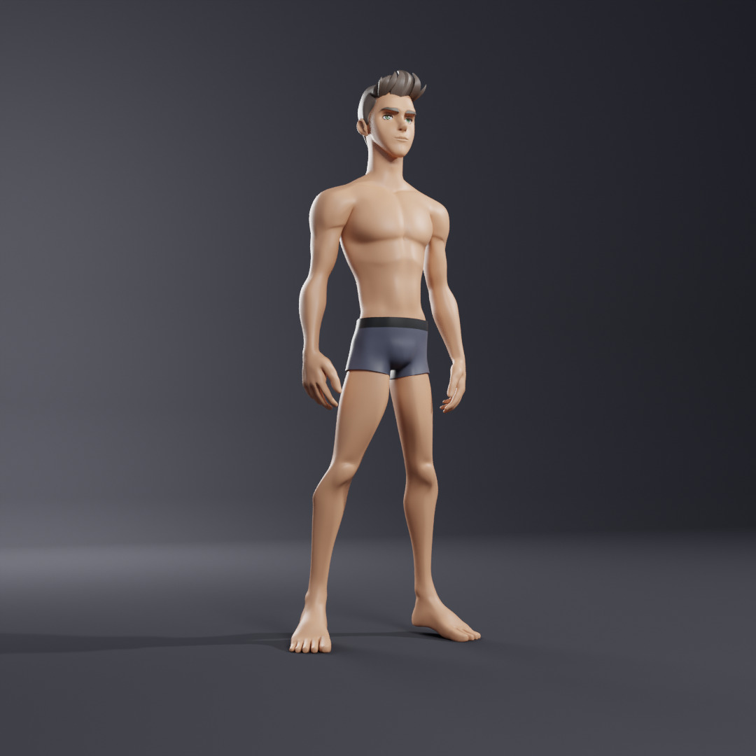 Cartoon Boy character Peter base mesh Low-poly 3D model Low-poly 3D model_1