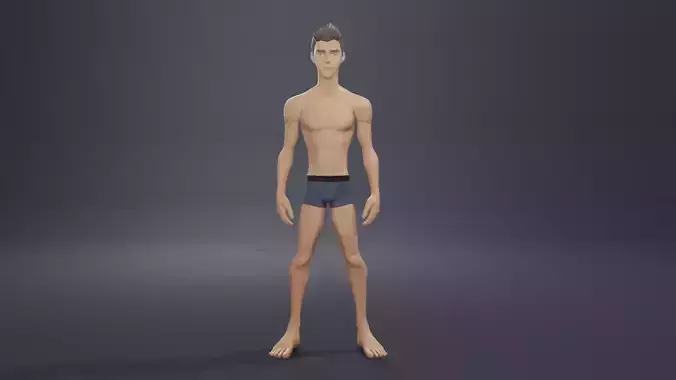 Cartoon Boy character Peter base mesh Low-poly 3D model