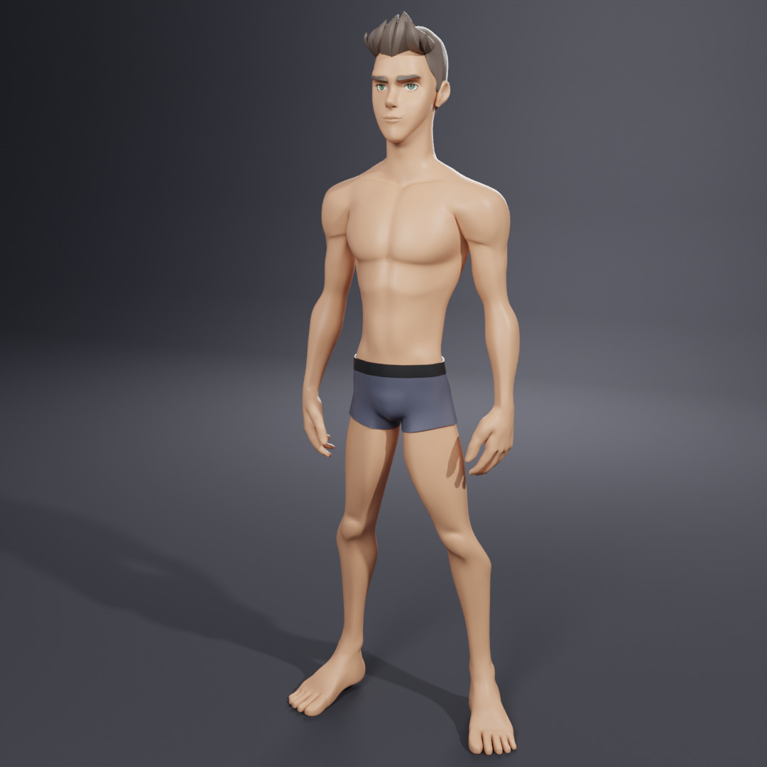 Cartoon Boy character Peter base mesh Low-poly 3D model Low-poly 3D model_2